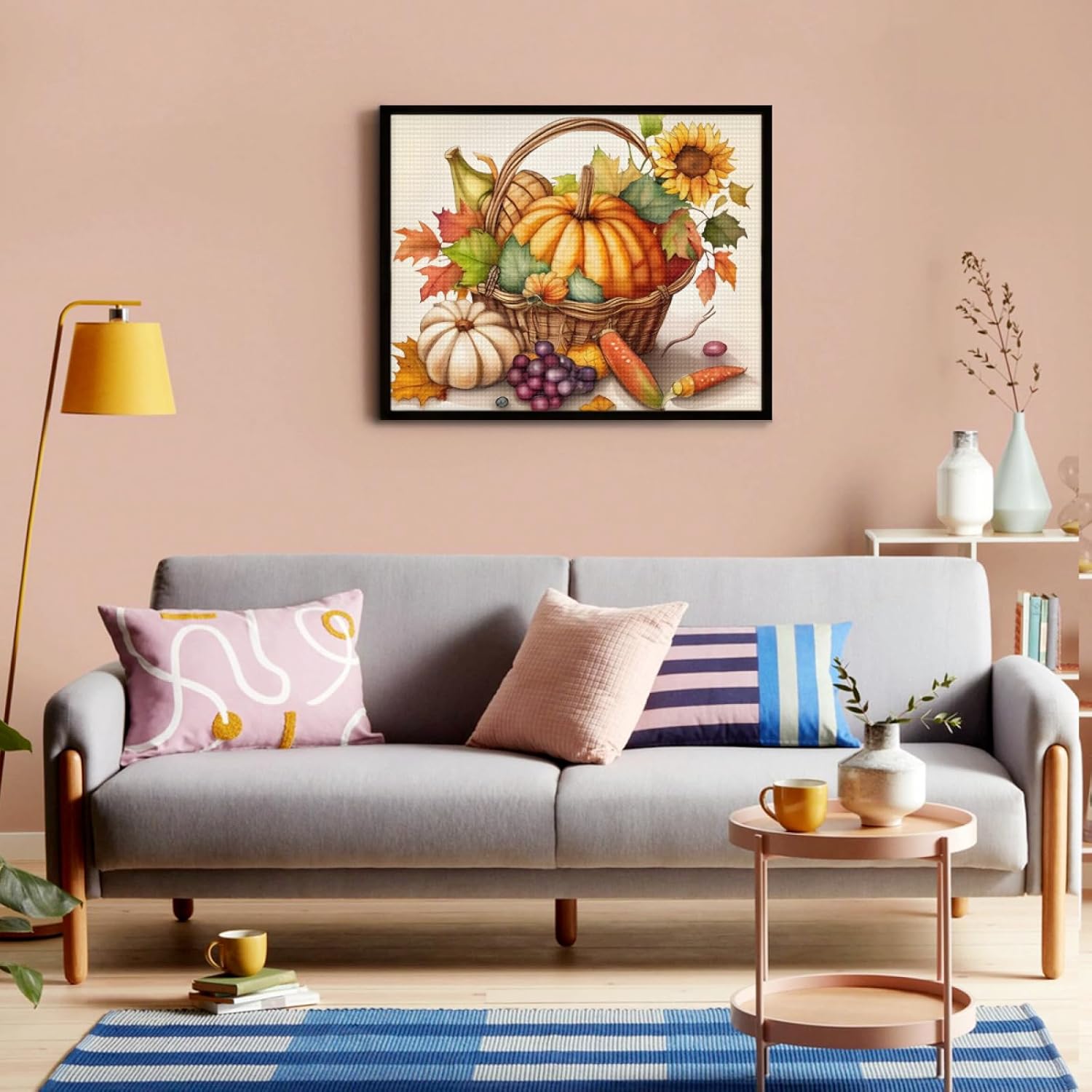 Kit de pintura de diamantes de calabaza de Acción de Gracias de otoño, kit de arte de diamantes 5D de Acción de Gracias para adultos principiantes,