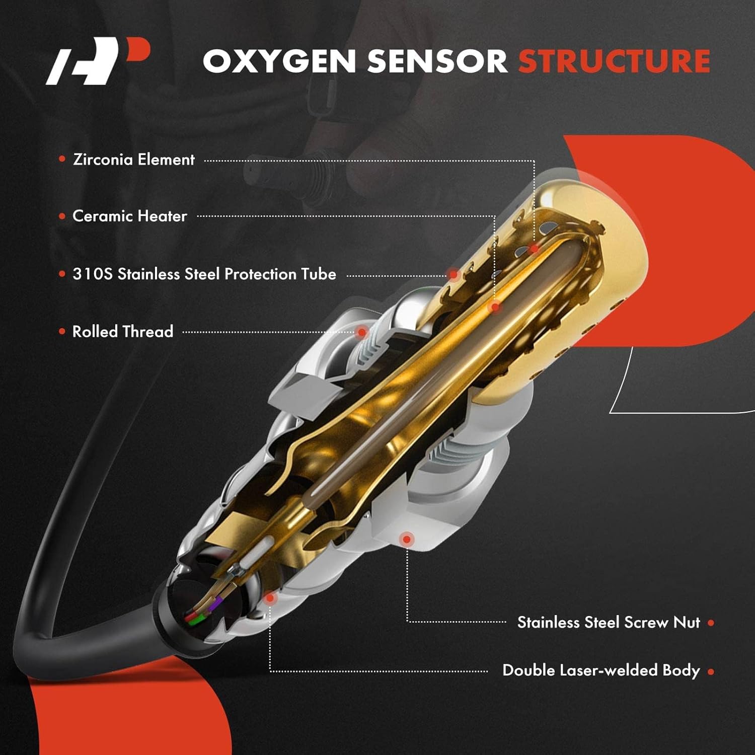 A-Premium Sensor de oxígeno O2 compatible con Mazda CX-9 2019-2021 L4 2.5L, CX-5 2013-2016 2019-2021 L4 2.0L 2.5L, corriente abajo, repuesto #