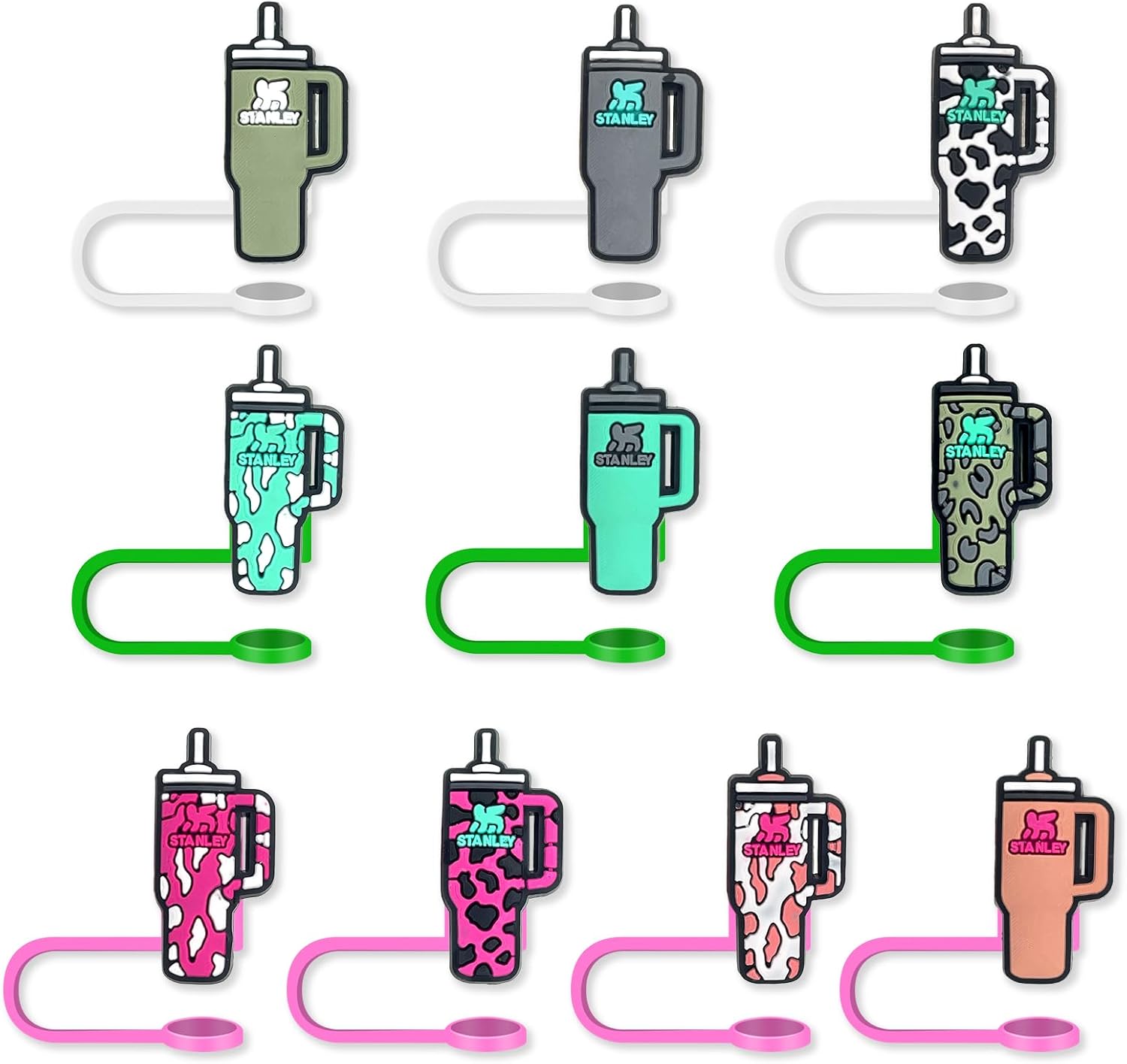 Tapa de popote para taza, adorno de popote reutilizable para vaso de 30 y 40 onzas, cubiertas de punta de popote para accesorios de tazas (10 vasos