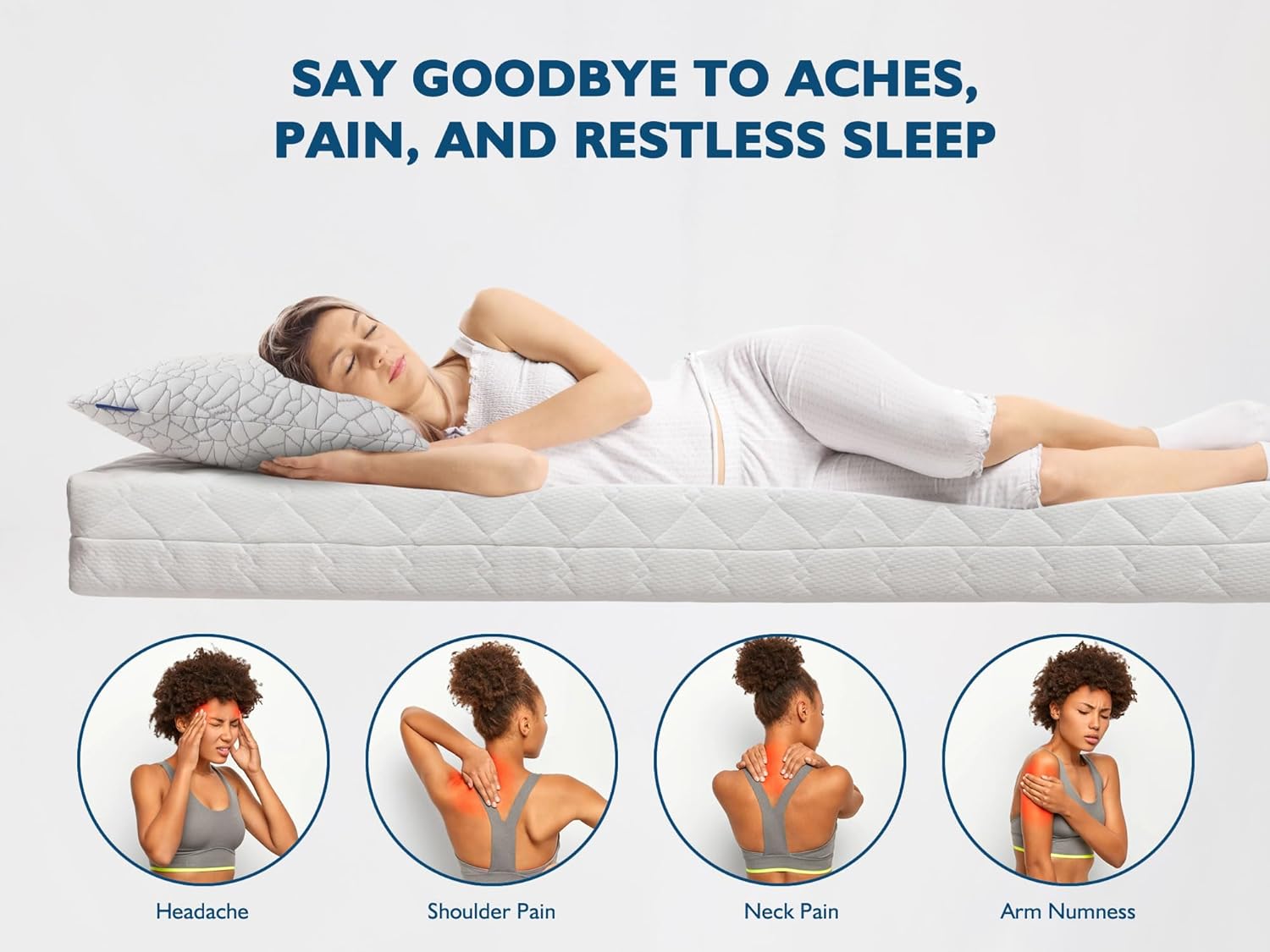 Dafinner Juego de 2 almohadas de espuma viscoelástica tamaño King  Almohada ajustable para dormir de estómago, espalda o de lado  Funda de rayón de