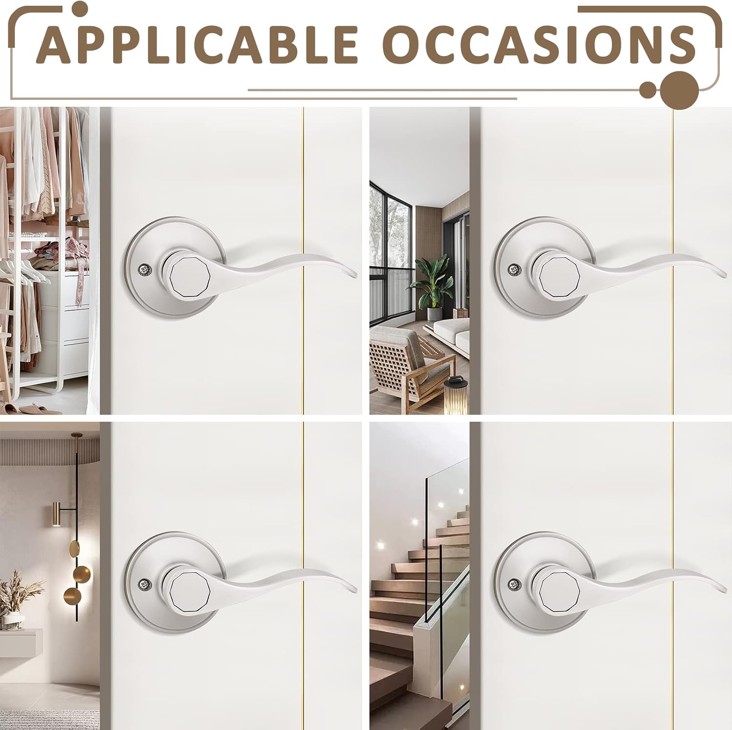 knobelite Paquete de 6 manijas de puerta simuladas, manija de puerta ondulada para mano derecha, maniquí para lavandería, pasillo, armario, palanca