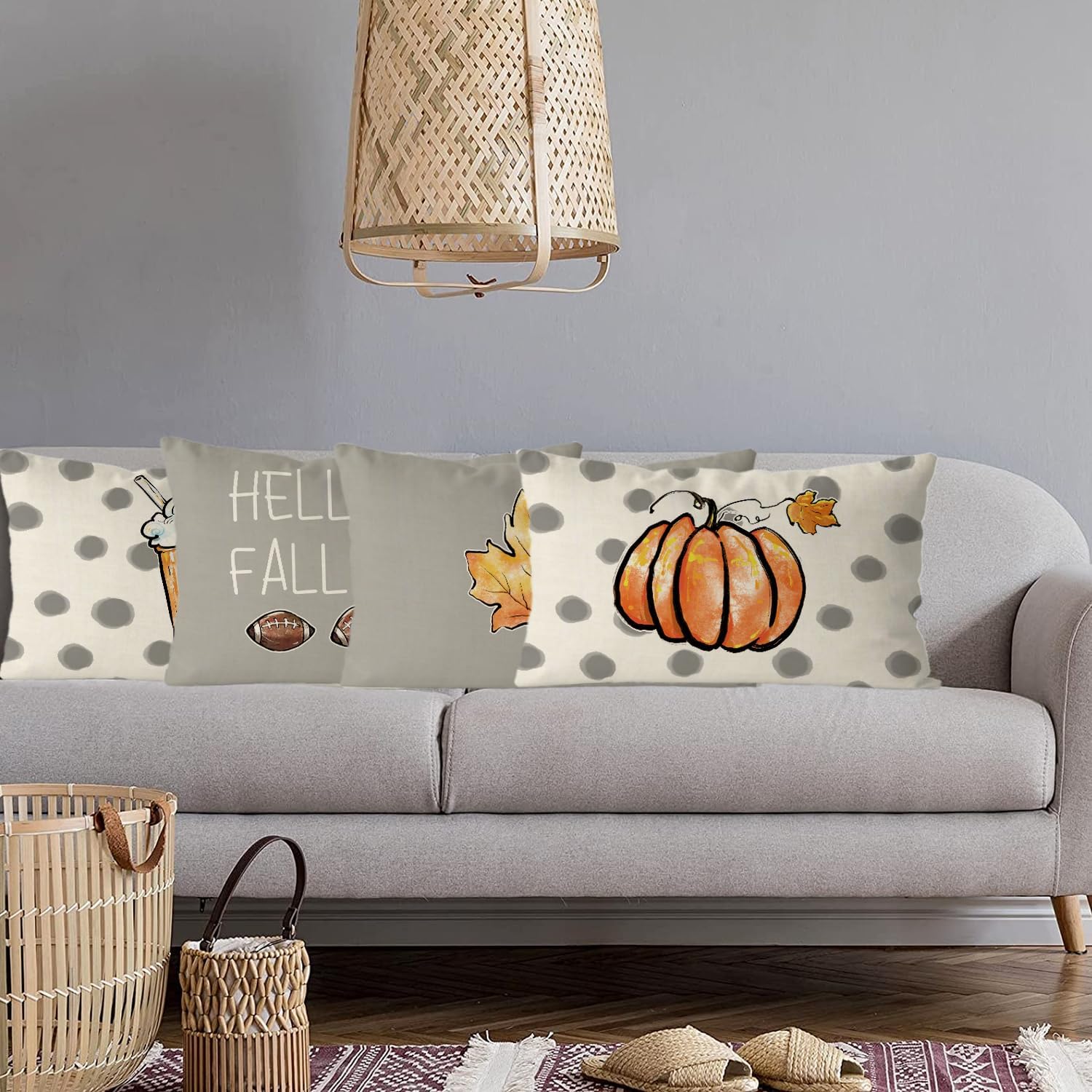 GAGEC Juego de 4 fundas de almohada de otoño de 20 x 12 pulgadas, diseño de calabaza, hojas de arce, decoración del hogar, sofá, dormitorio,