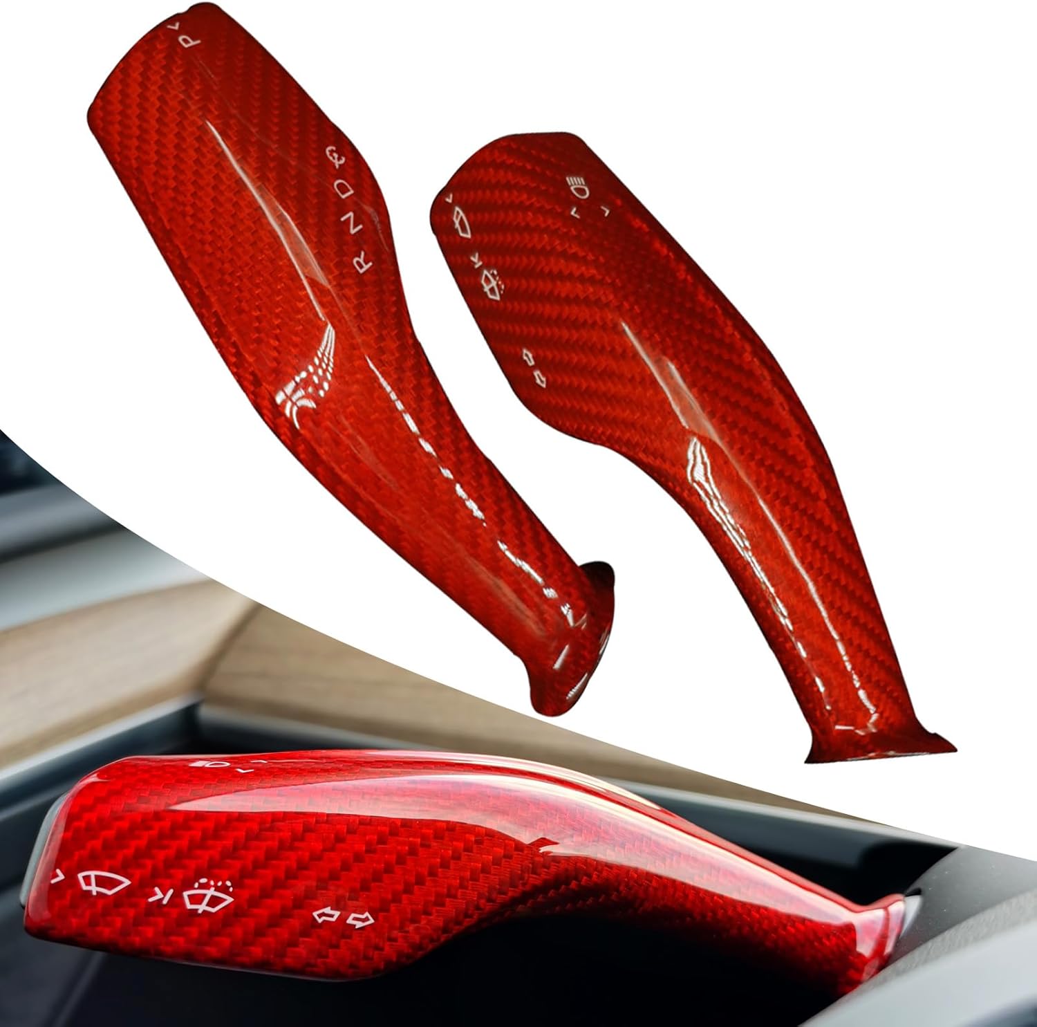 Carbar Tesla Model 3Y – Cubierta de palanca de cambios para Tesla Model Y accesorios 2023-2017 Funda de palanca de dirección de fibra de carbono