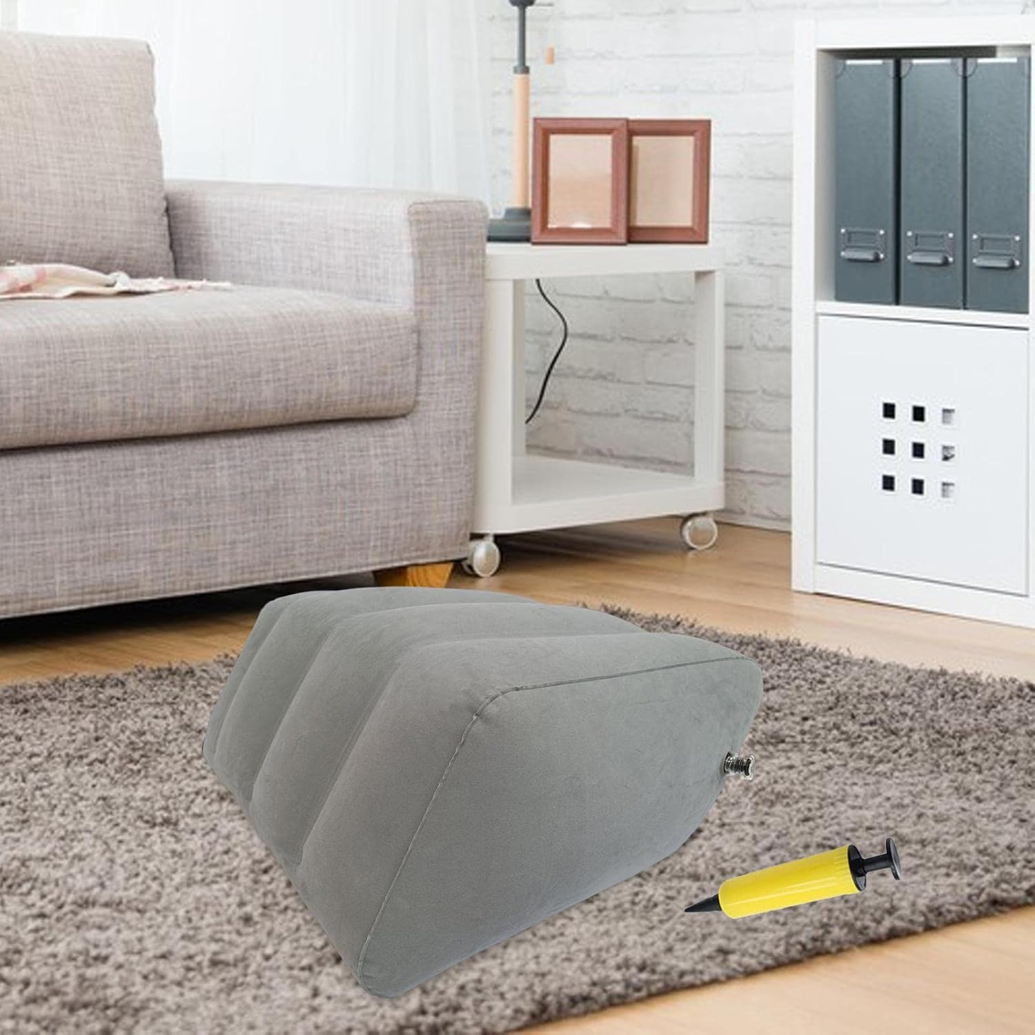 Fonowx Almohada inflable para piernas Almohada de elevación de piernas Fácil de inflar Almohada de cuña de rodilla de viaje Almohada de cuña
