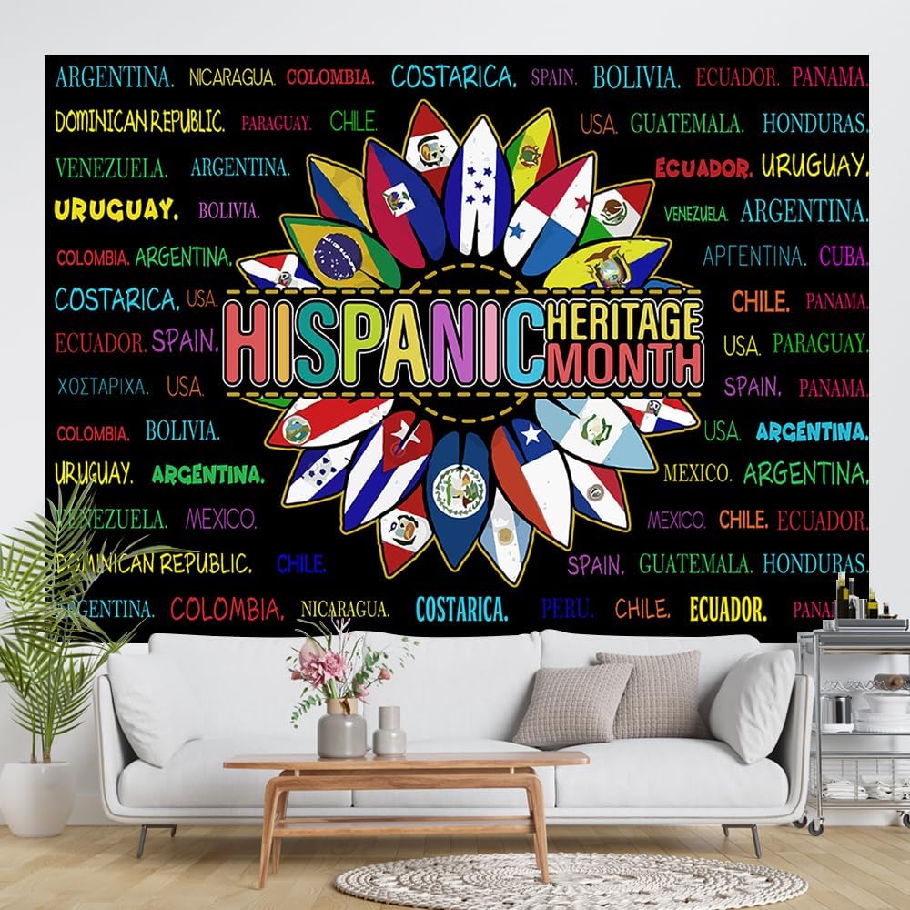 Ticuenicoa Fondo del Mes de la Herencia Hispana de 7 x 5 pies, pancarta del Mes de la Herencia Hispana, decoraciones latinoamericanas, aula de
