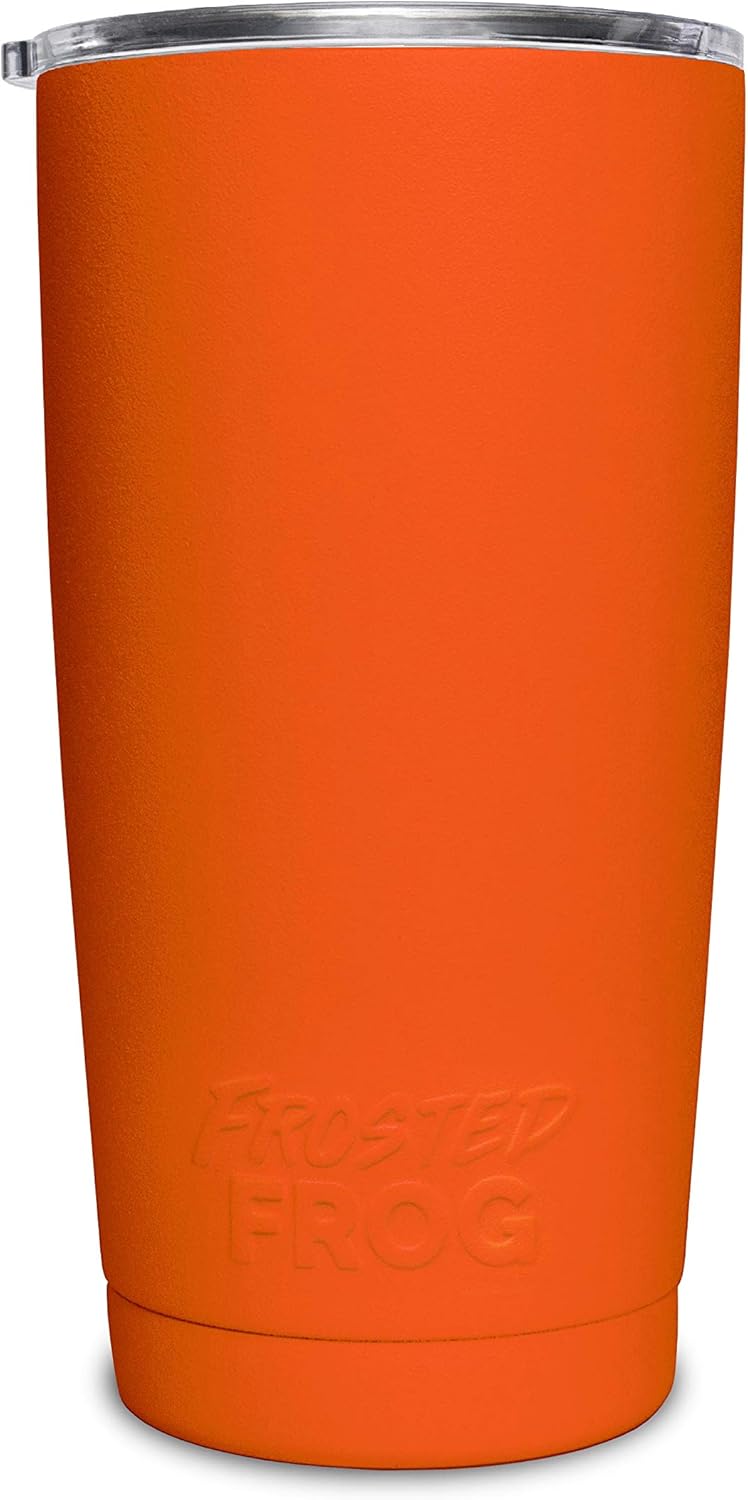 Vaso naranja de 20 onzas con aislamiento al vacío con popote de acero inoxidable