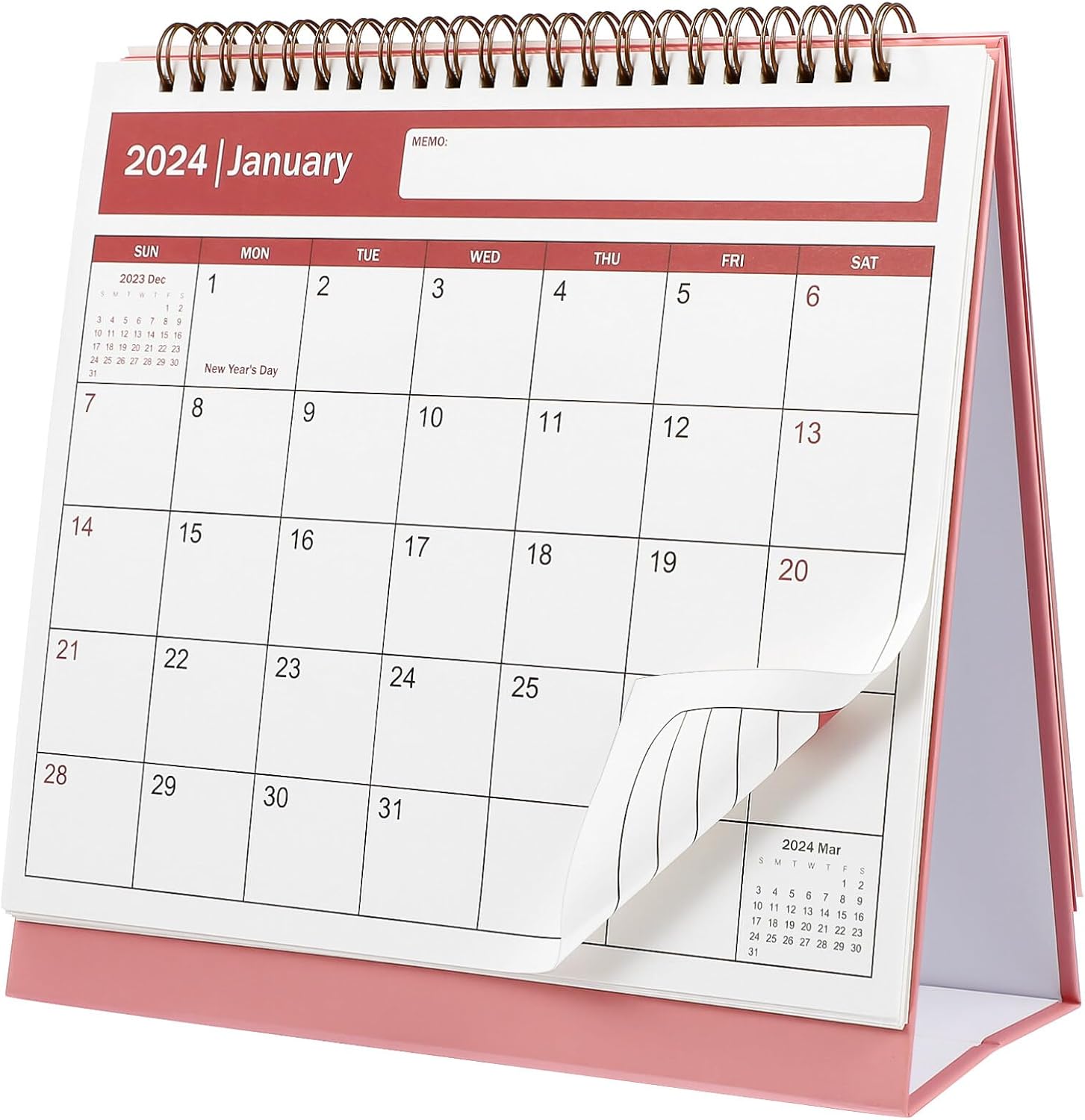 NUOBESTY Calendario de escritorio 2024-2025 de pie, calendario de escritorio, calendario de papel, calendario diario, páginas mensuales, calendario