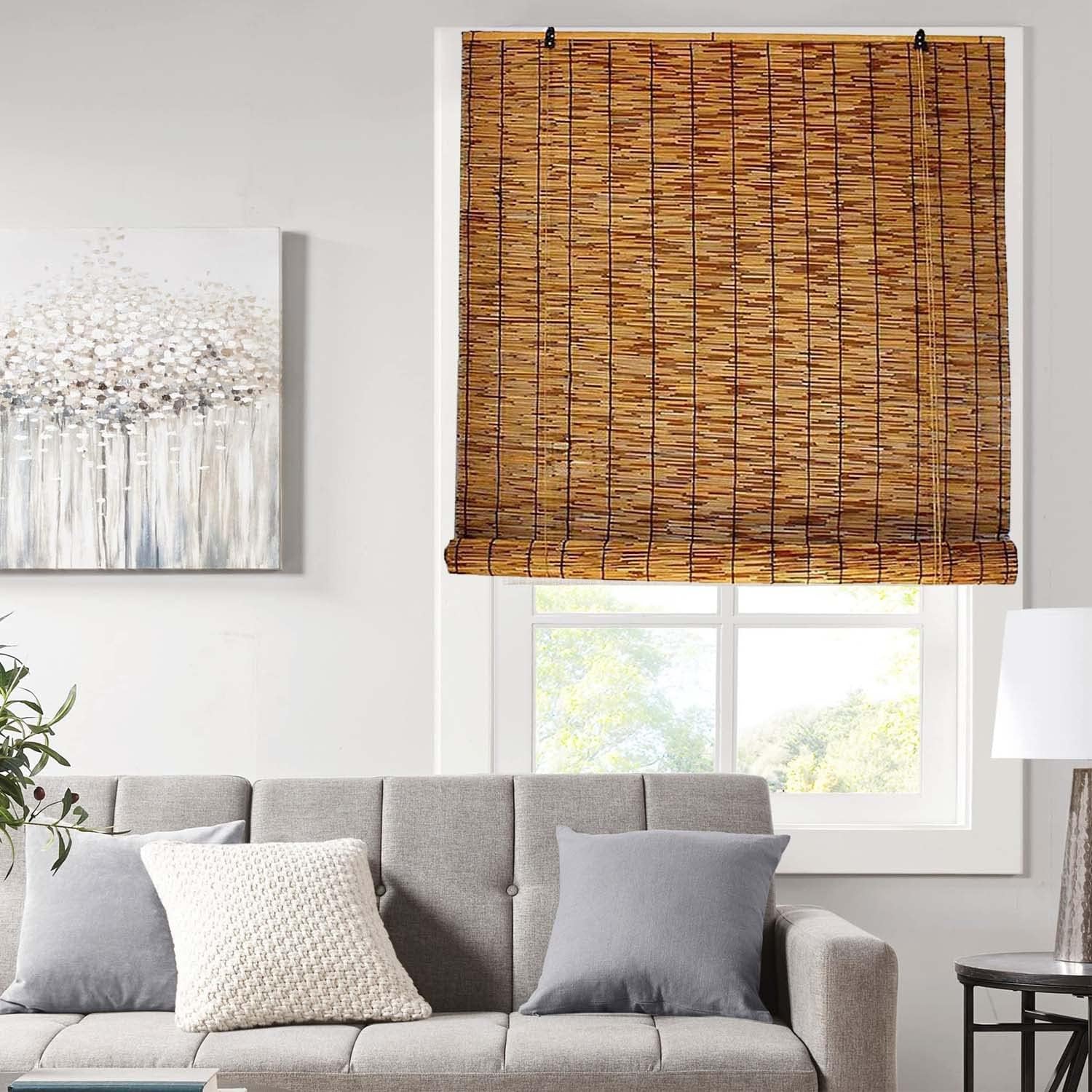 Persianas enrollables para ventanas con elevadorsin cordón, de bambú, 23, 30, 34, 36, 38, 40, 43, 45, 48, 59 pulgadas de ancho, filtro de luz de