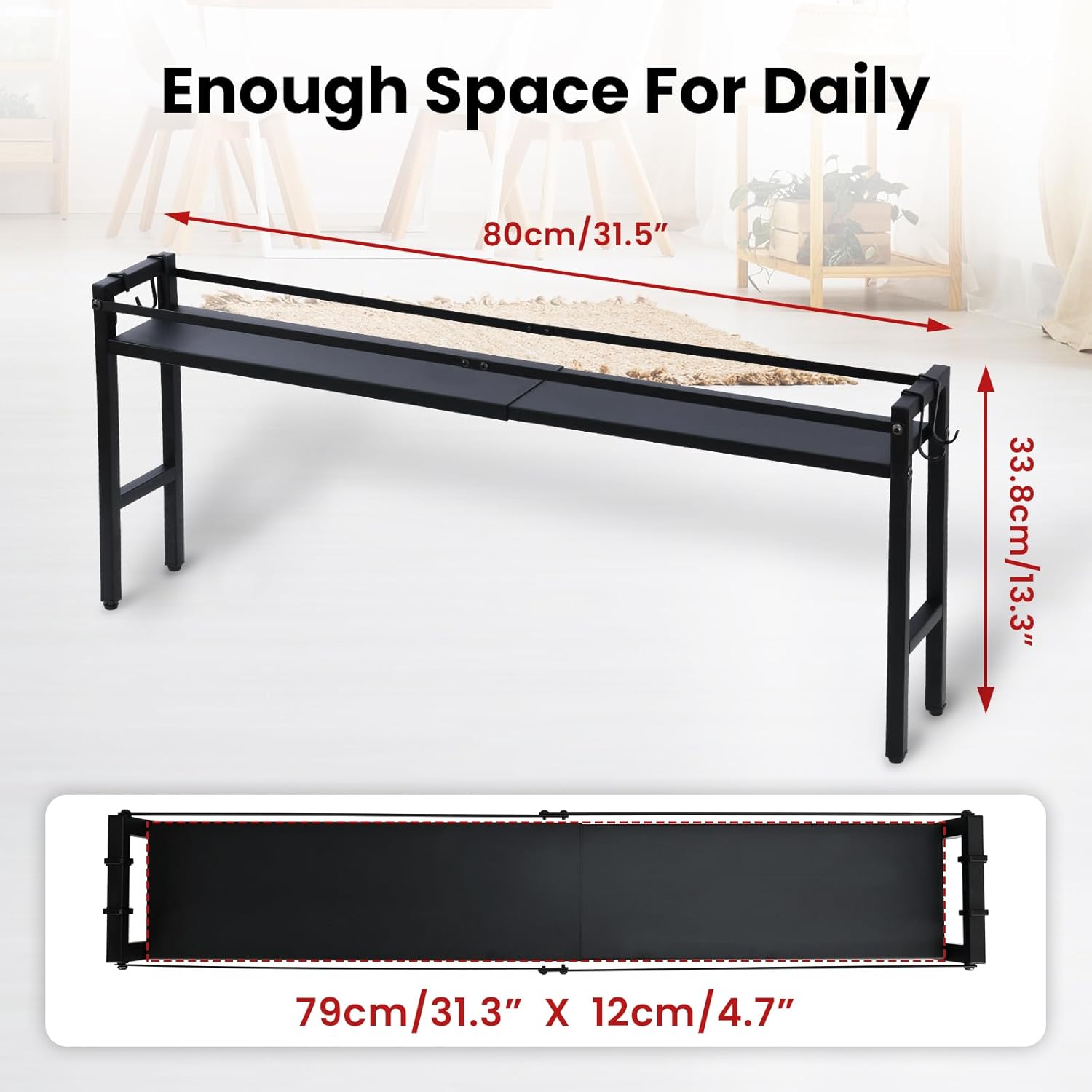 Estante para estufa, estante de especias para cocina, estante organizador de especias con 4 ganchos para encimera de almacenamiento adicional,