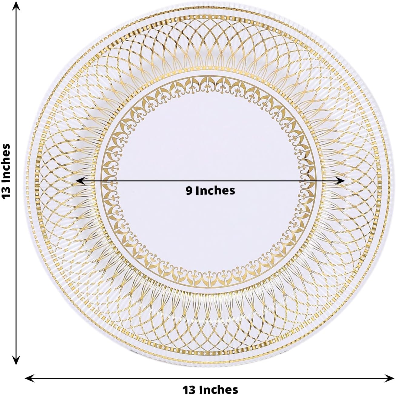 Efavormart – Paquete de 25 platos de papel de postre estilo vintage de porcelana dorada y blanca de 13 pulgadas, platos de fiesta desechables