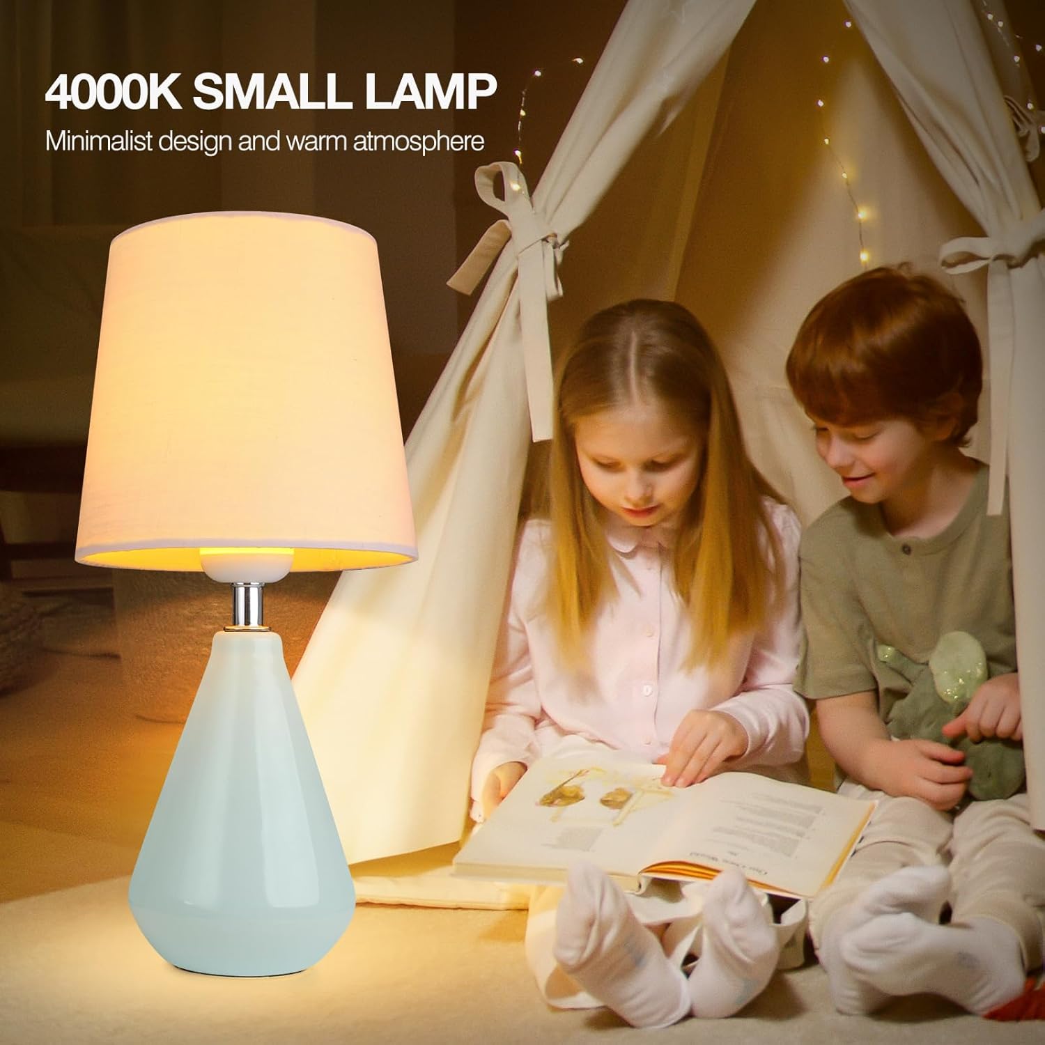 AIDENOEY Lámpara pequeña de mesita de noche para dormitorio, lámpara de escritorio de lectura con control táctil regulable de 3 vías, lámpara de