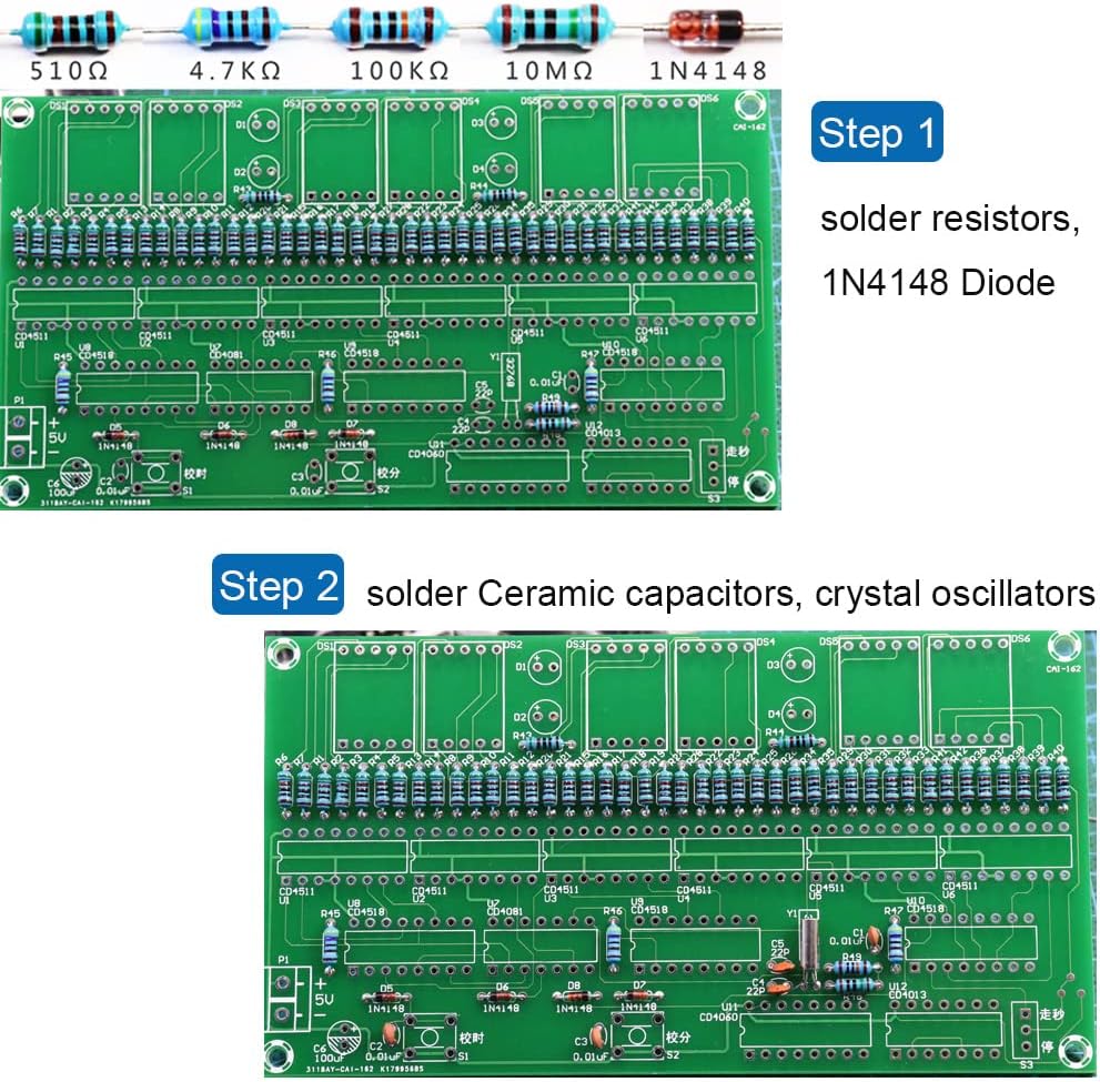 Kit de reloj electrónico DIY 6 bit Circuito Digital Kit de soldadura Kit de habilidad Concurso Materiales de entrenamiento para adultos