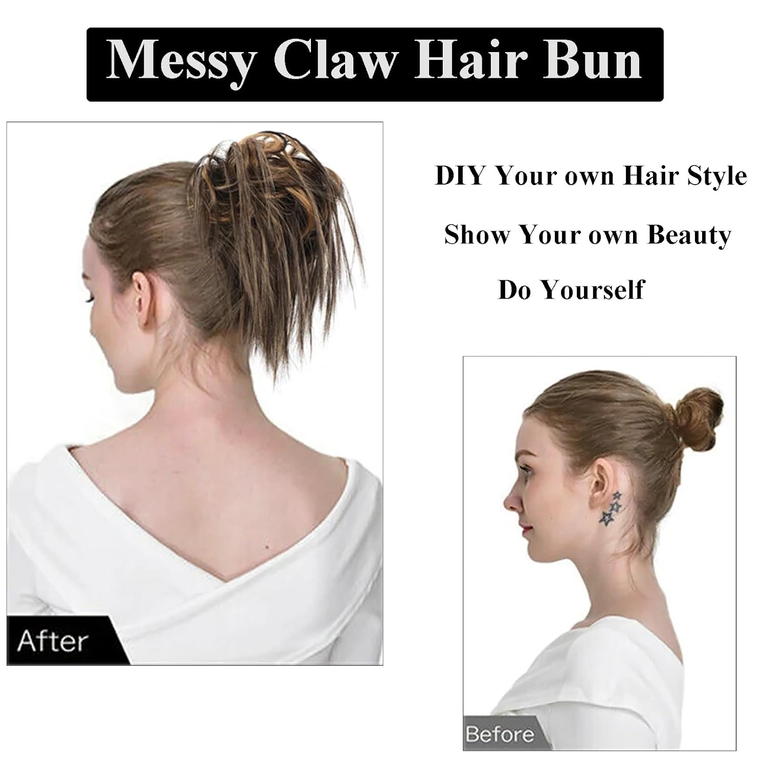 Extensiones de cabello con clip de garra, recogido y desordenado, moño desordenado, sintético, ondulado, rizado, extensiones de cabello para cola de