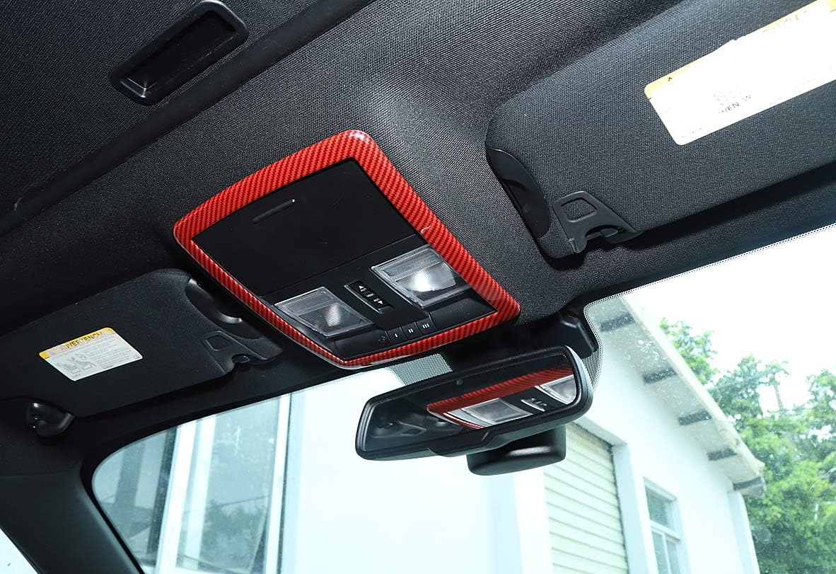 GZXinWei Marco de luz de lectura para Dodge Challenger 2010-2023, decoración de cubierta adhesiva de fibra de carbono roja interior