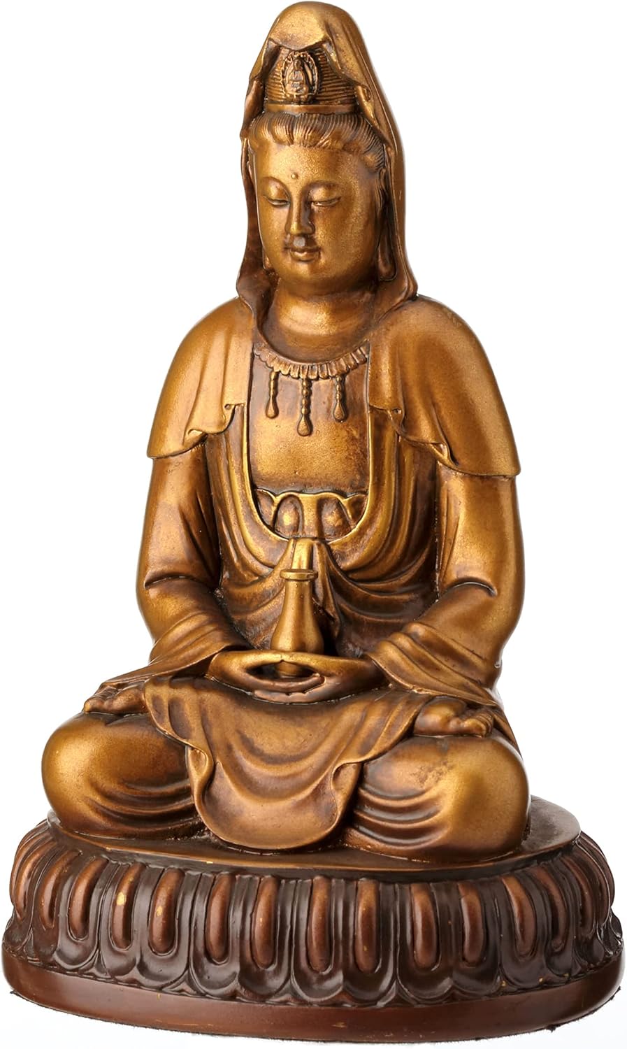 Veronese Design 5 12 pulgadas de alto Guanyin Lotus Meditación Pacífica Estatua Resina Acabado pintado a mano