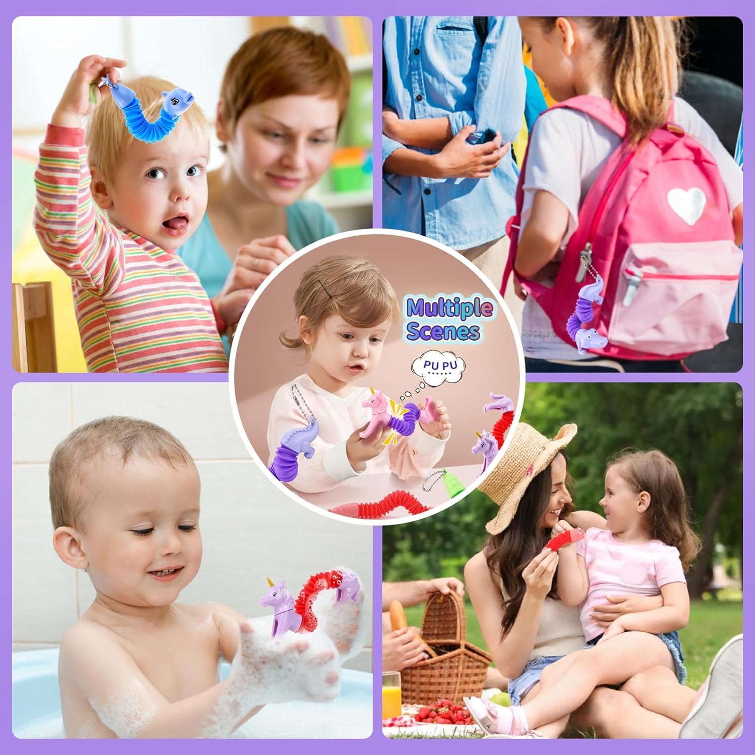 Tubos de animales Fidget Toys, rellenos de cesta de Pascua para niños pequeños, paquete de 10 tubos sensoriales para niños pequeños, juguetes para