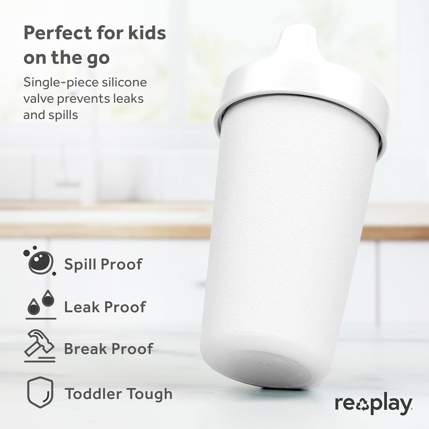 Re-Play – Vasos con tapa de 10 oz., hechos en EE.UU., para niños pequeños de 1 año en adelante, a prueba de derrames, aptos para lavavajillas y