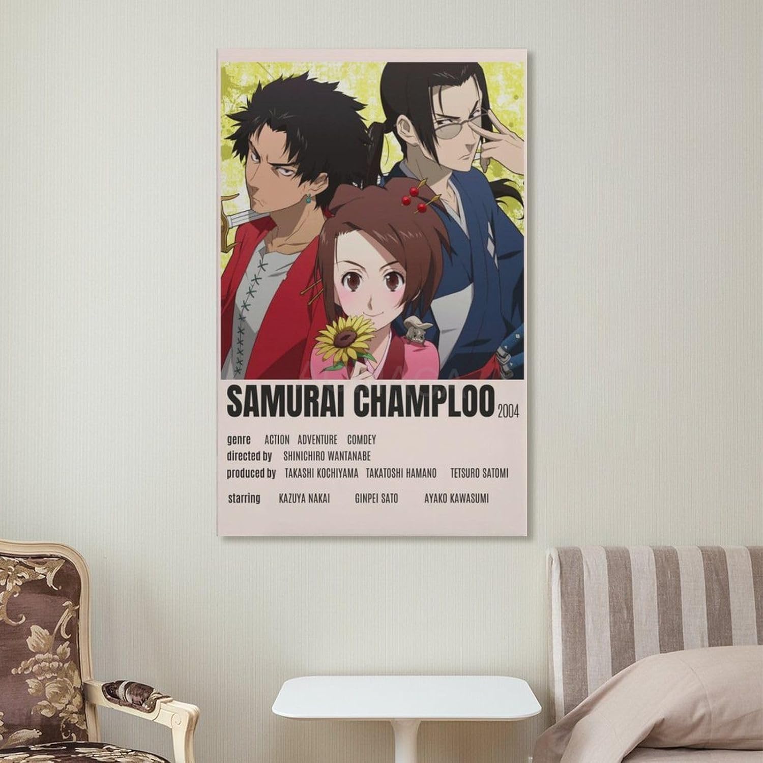 Samurai Champloo – Póster de animación (9) pintura en lienzo para decoración de dormitorio, sala de estar, 16 x 24 pulgadas (15.7 x 23.6 in), estilo
