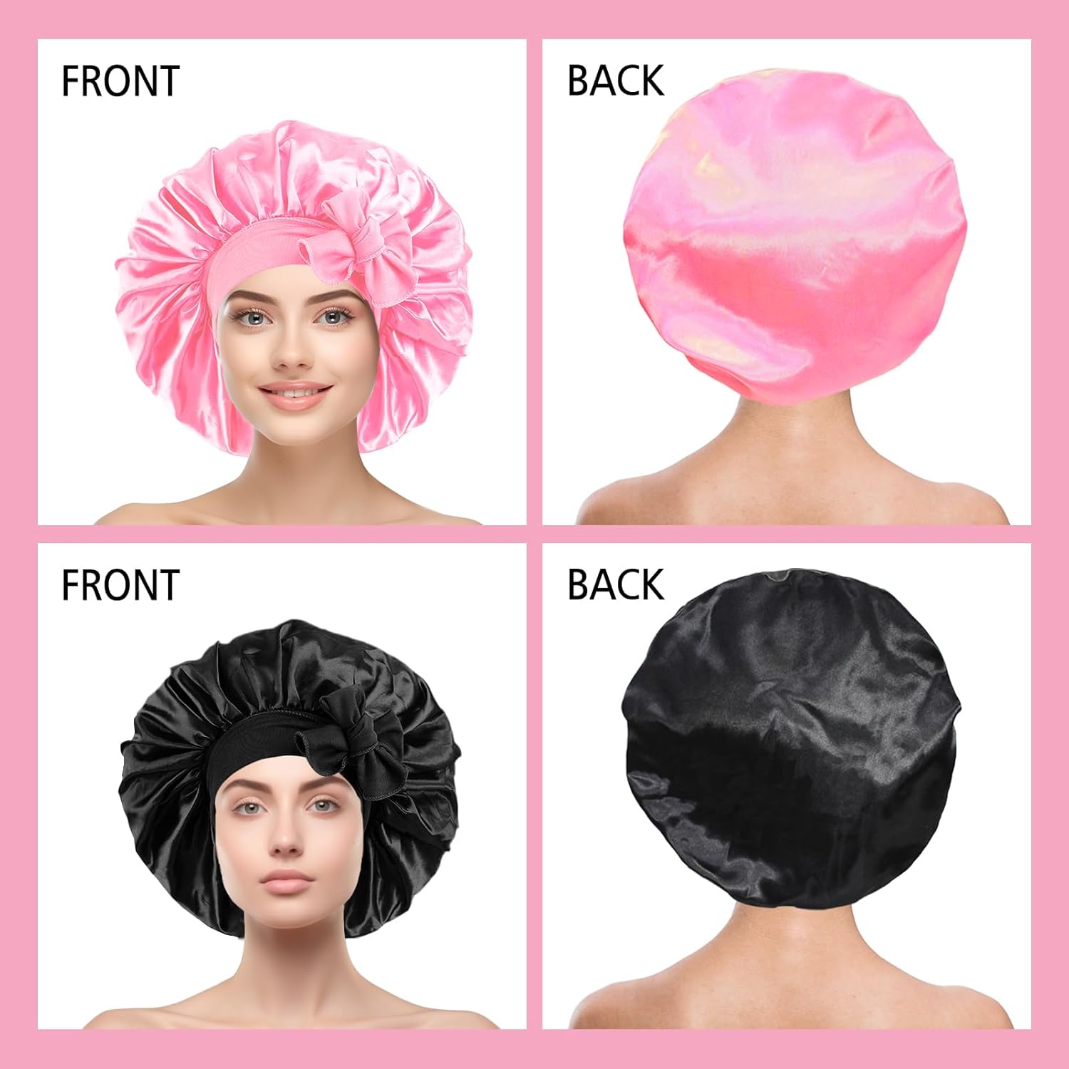 Gorro de seda de satén para mujer, gorro para mujeres negras, gorro de satén mediano para trenzas para dormir, gorro de seda satinada para mujeres