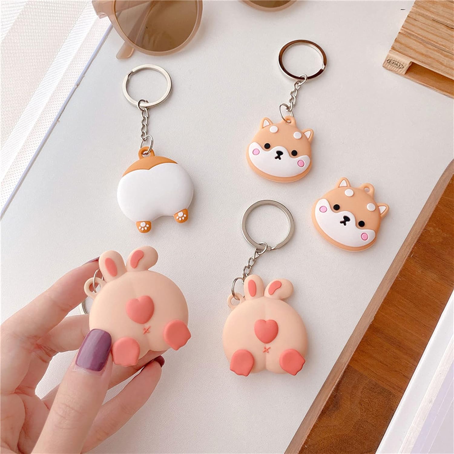 Funda portátil para Air Tag, Kawaii Cute Cartoon Shiba Inu de silicona antiarañazos, funda protectora compatible con Airtags Finder Location Tracker