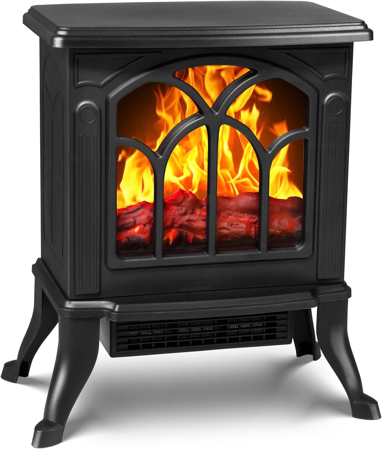 LifePlus Calentador de chimenea, estufa eléctrica con llama realista 3D, calentador portátil para uso en interiores con termostato, modo 750 W1500