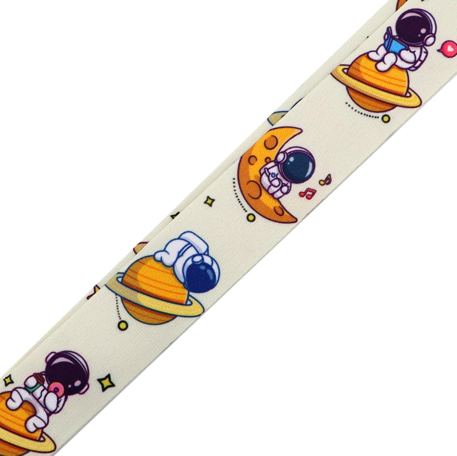 Astronauta Space Moon Stars Planets Saturn Solar System Kawaii 17.7″ Cuello Lanyard Holder ID Badge Mobile Phone Pin Strap, Azul