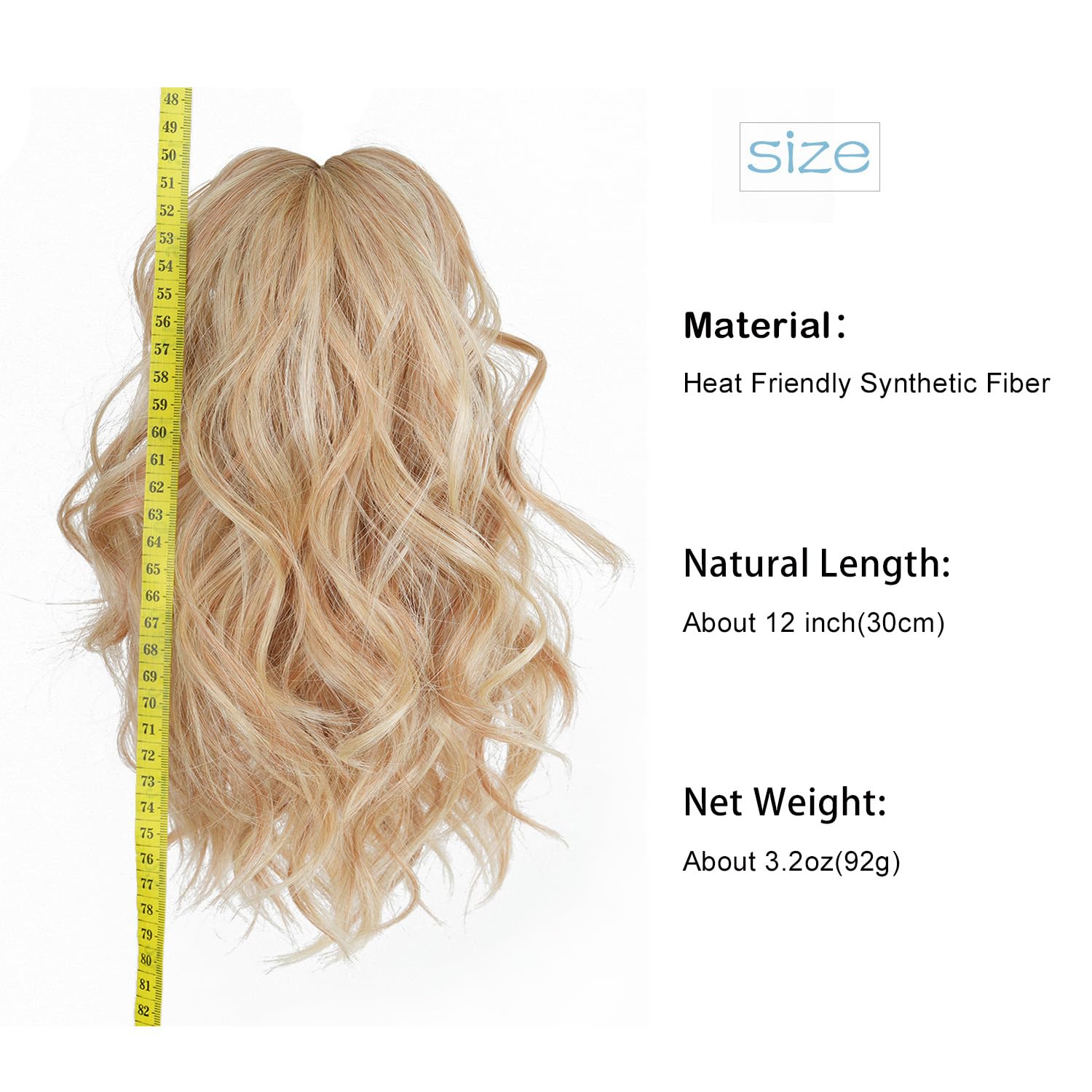Colas de caballo de garra mediana, extensiones de cabello sintético ondulado y rizado, extensiones de cabello con clip para mujeres y niñas (marrón