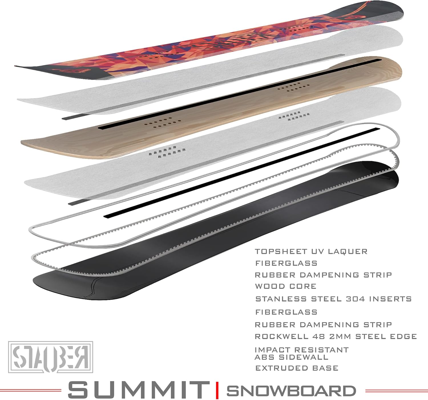 STAUBER Summit Snowboard & Binding Tamaño del paquete 128, 133, 138, 143, 148,153,158,161  Las mejores fijaciones para snowboard y fijaciones todo