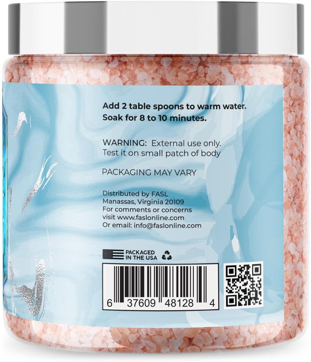 Fasl Sal de baño rosa del Himalaya con aceite esencial de jazmín orgánico, 12 onzas