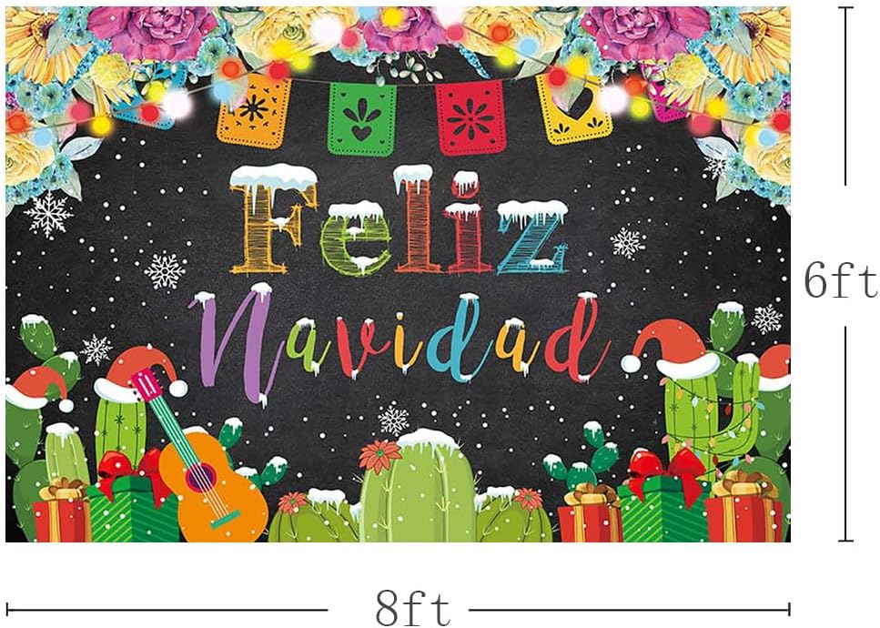 MEHOFOND Telón de fondo de Feliz Navidad para fiesta, fiesta mexicana de Feliz Navidad, copo de nieve, fondo de fotografía, decoración de cactus,