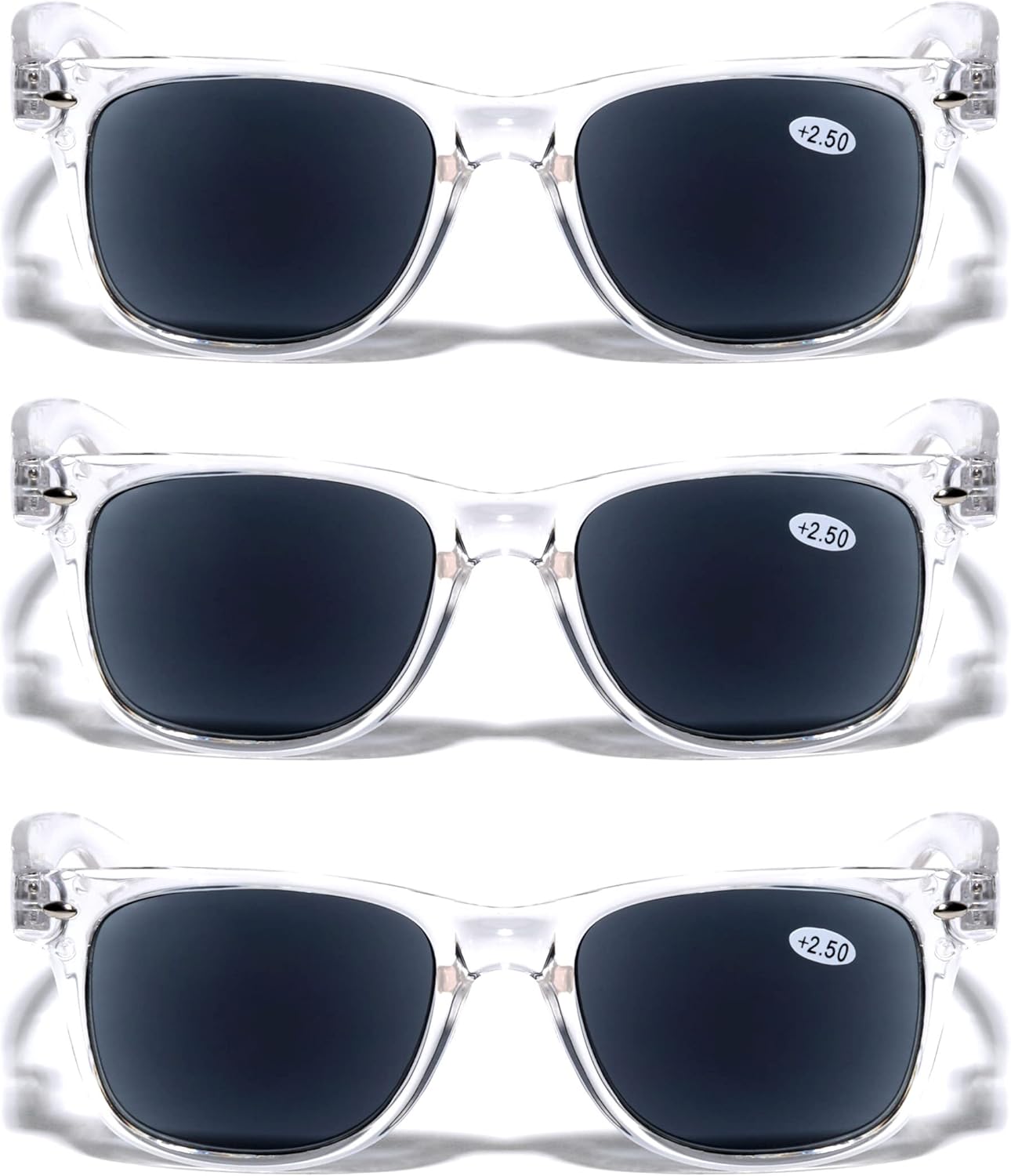 V.W.E. 3 pares de lentes de sol de lectura clásicos de los años 80, lector tintado, no bifocal, unisex
