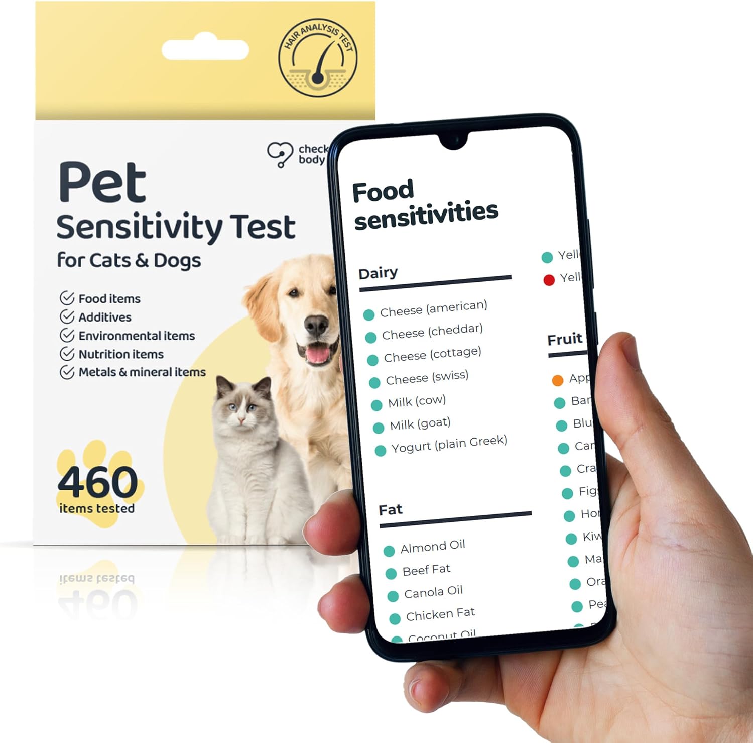Prueba de sensibilidad e intolerancia para mascotas para gatos o perros, fácil de usar en casa prueba de sensibilidad para gatos y perros, 460