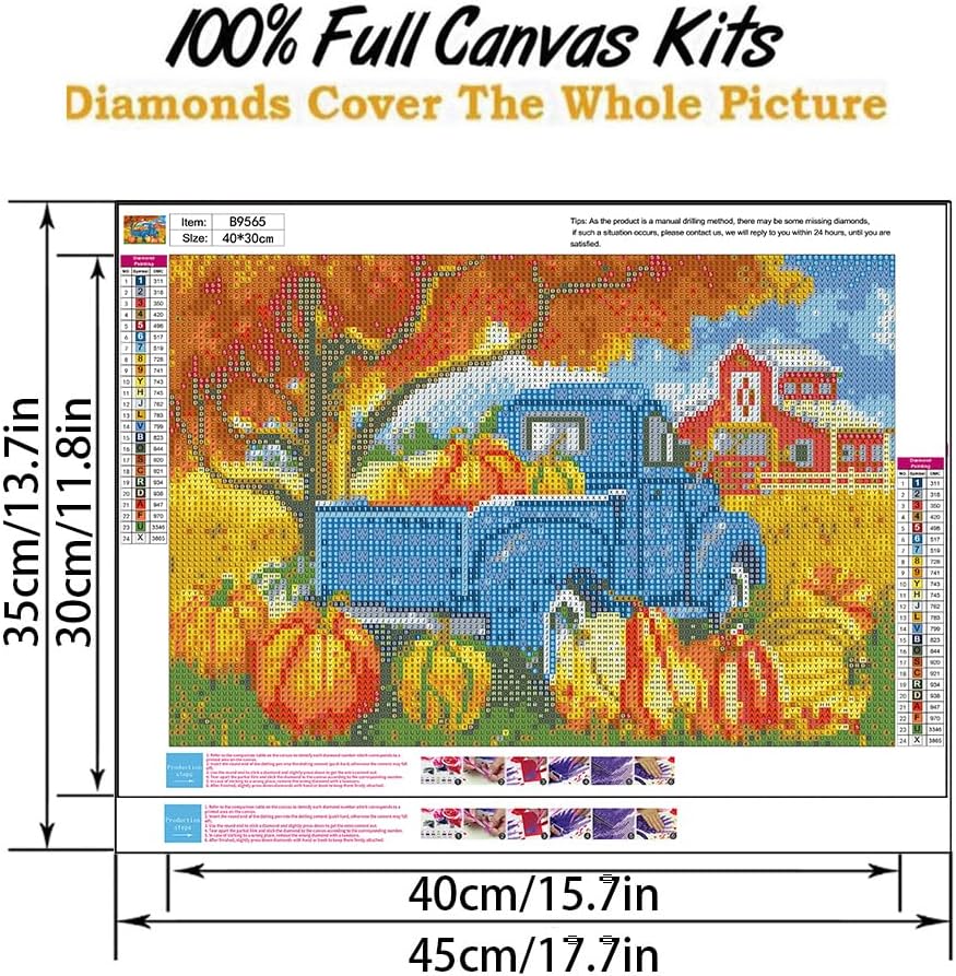 Kits de pintura de diamantes de otoño de Acción de Gracias para adultos, kit de arte de diamantes de calabaza de otoño, pinturas 5D con puntos de