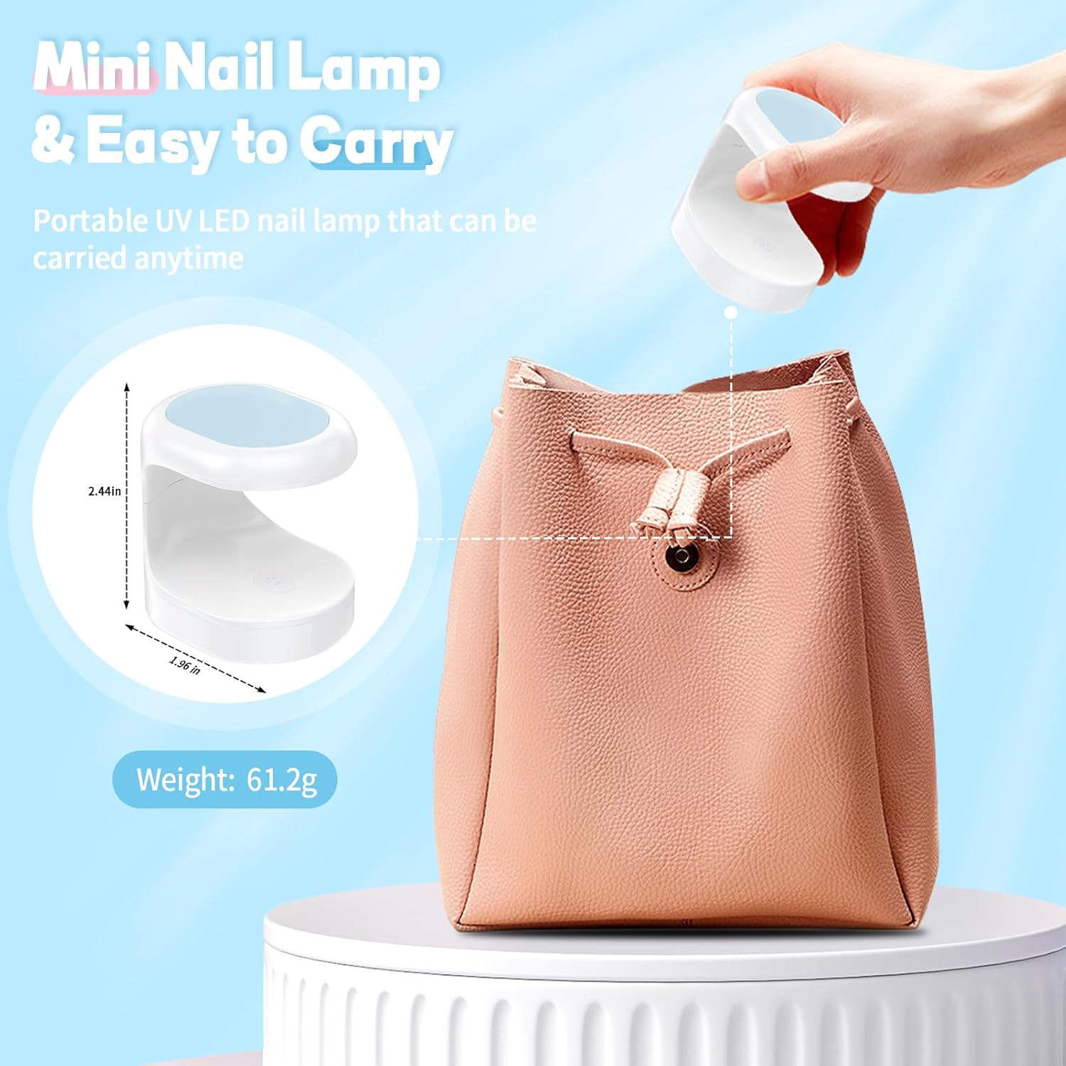 Luz UV para uñas, mini luz de curado de uñas, secador de uñas USB para secado rápido, lámpara de uñas LED UV de 16 W para uñas de gel, secador de