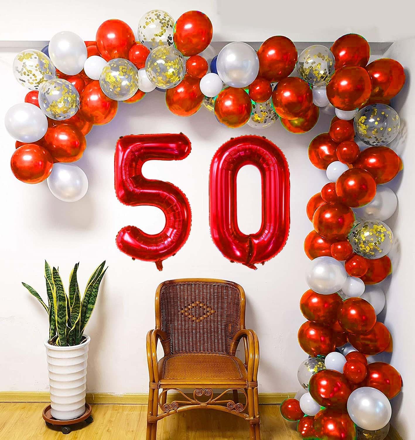 Globos digitales rojos de 40 pulgadas del número 0-9, globos grandes de Mylar con el número 7 para boda, graduación, baby shower, cumpleaños,