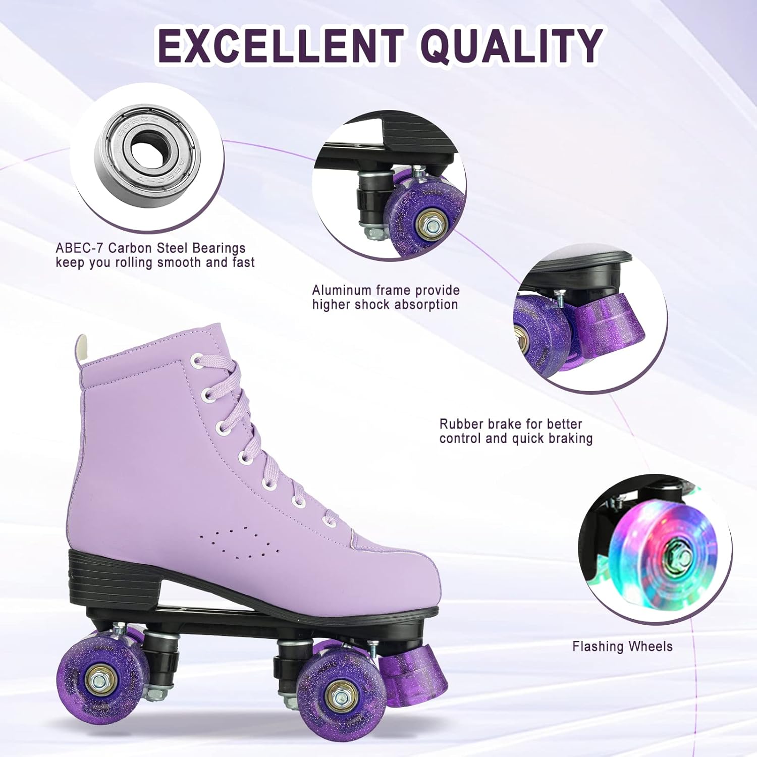 Hurber XUDREZ – Patines de ruedas de piel sintética de doble fila para mujer