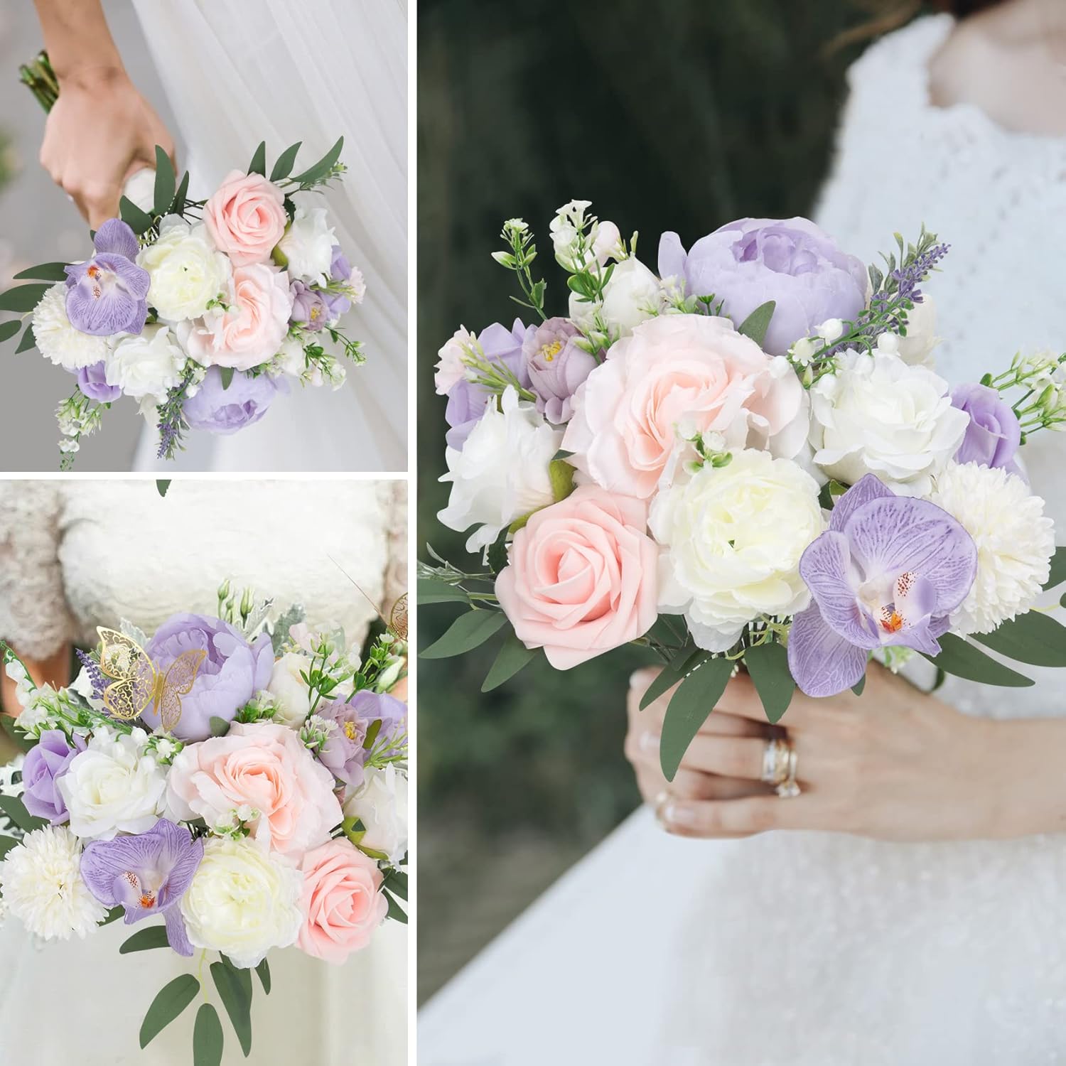 Flores artificiales de seda y rosas, 39 piezas de flores artificiales de seda, decoración de boda, centros de mesa, flores sintéticas para novia,