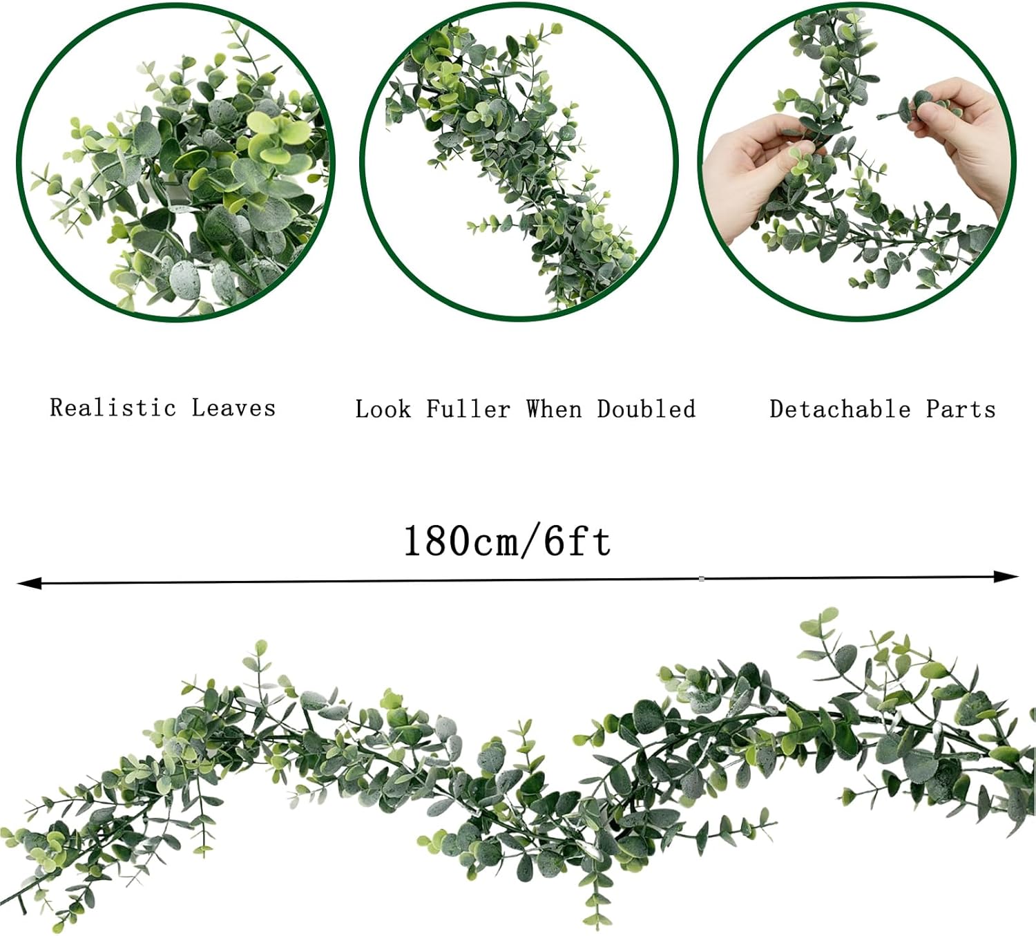 SUNFICON Paquete de 4 guirnaldas de hojas de eucalipto artificiales para colgar en primavera, eucalipto, decoración floral falsa, boda, ceremonia,