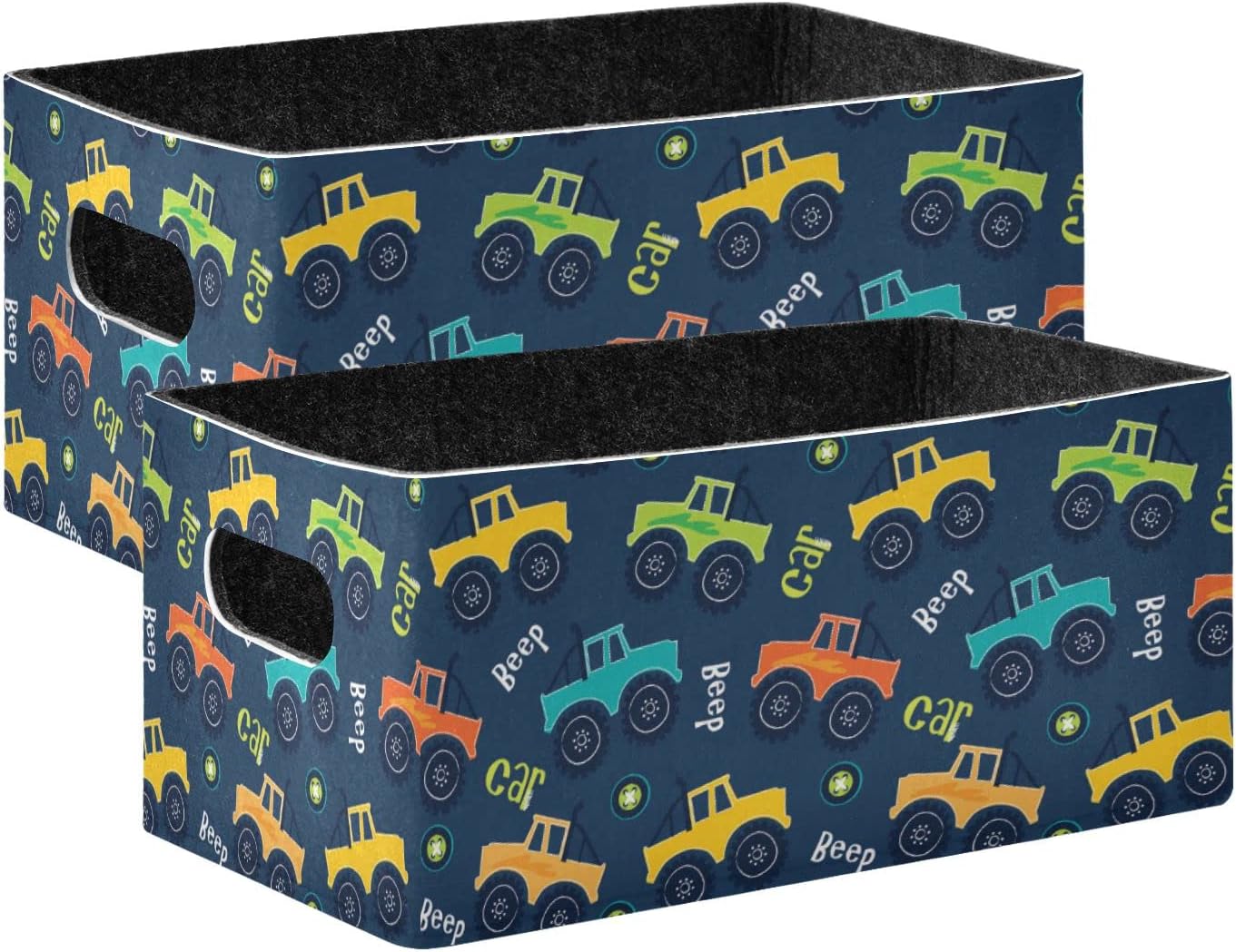 Lindos cubos de almacenamiento de autos (2 piezas) plegables de fieltro con cestas rectangulares de tela para organización de lavandería