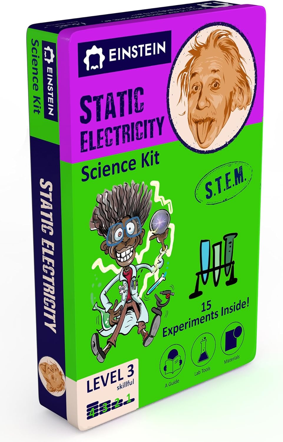 Kit de ciencia de laboratorio de electricidad estática de Einstein para niños. STEM para niños y niñas de 8 años en adelante. 15 experimentos