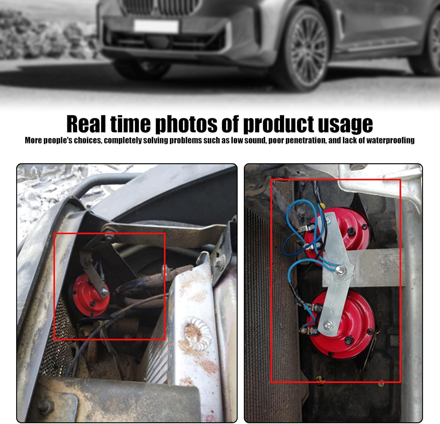 Bocina de automóvil de 2 piezas, kit de repuesto de bocinas de silbato de aire impermeables de 12 V, accesorios universales de modificación de