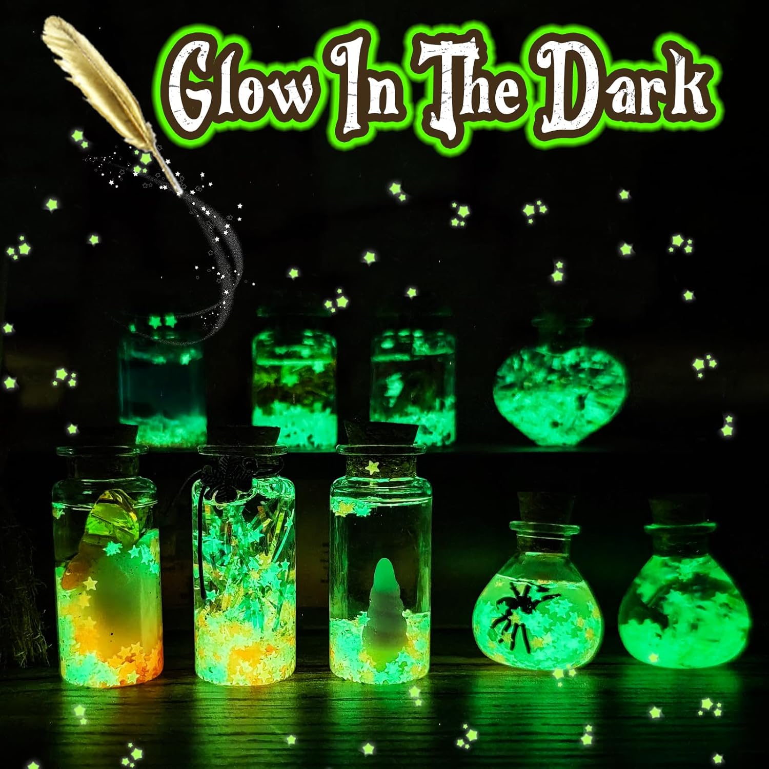 Alritz Kit de pociones misteriosas para niños, 20 botellas de poción de bruja de mezcla mágica, decoraciones para el día de la madre, mesa de