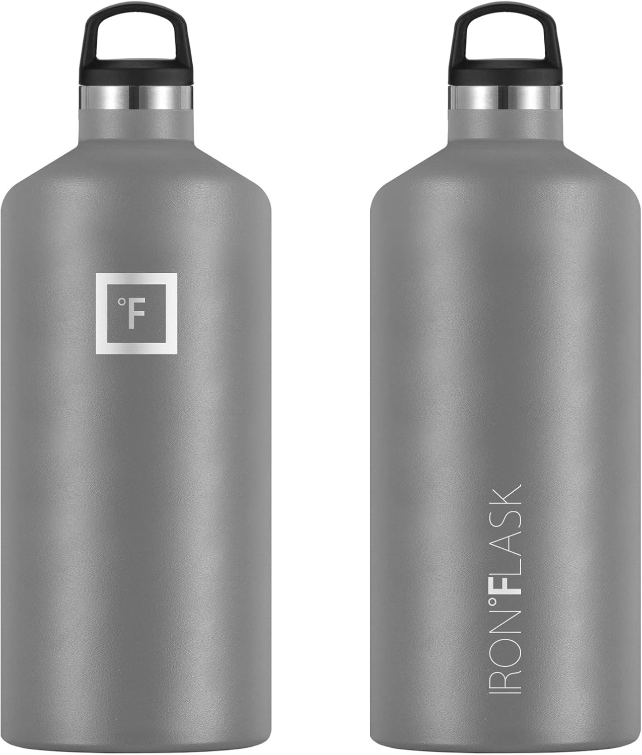 IRON FLASK – Botella de agua deportiva de 12 onzas, 16, 20, 24, 32, y 64 onzas, 3 tapas (tapa de boquilla), acero inoxidable aislado al vacío, frío,