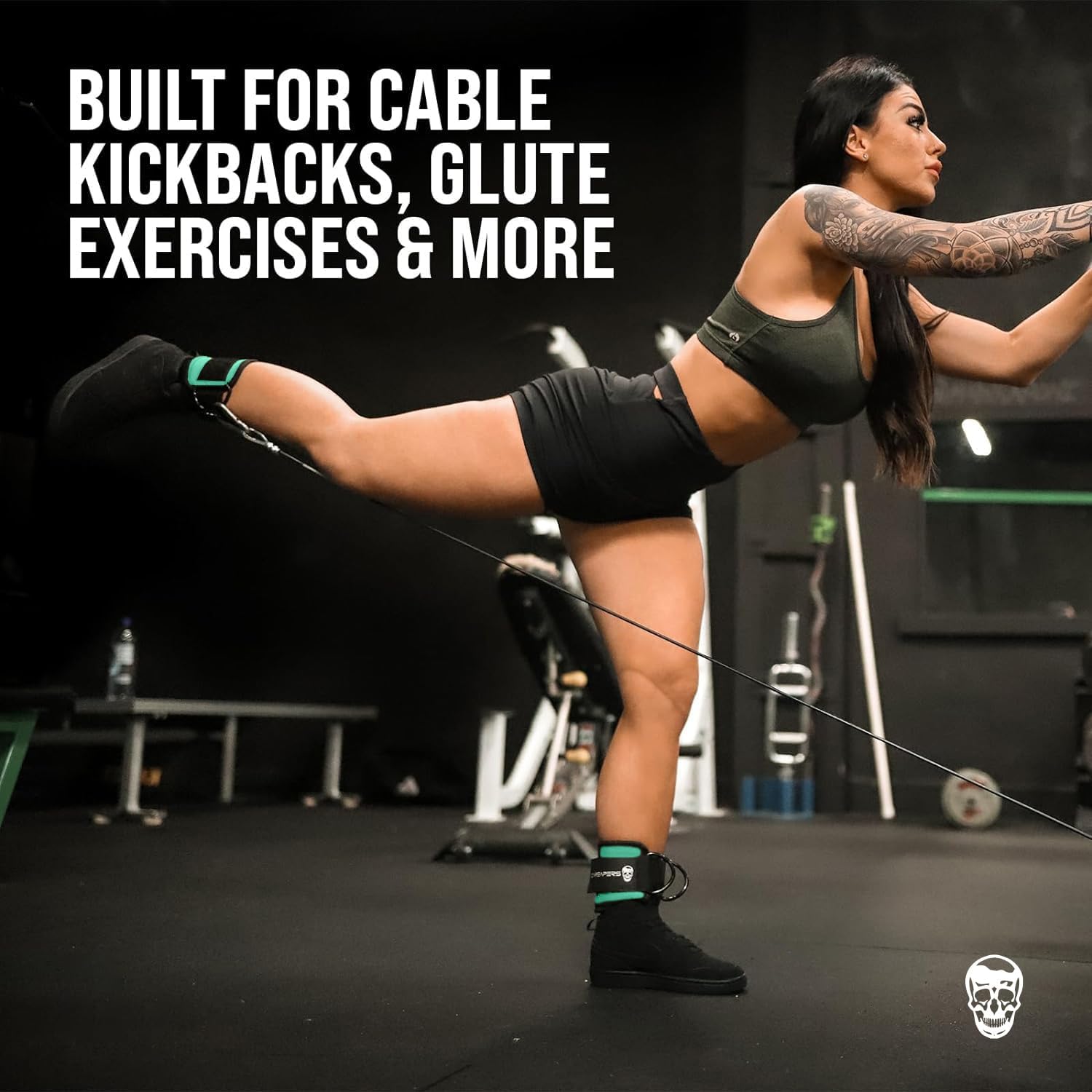 Correas de tobillo (par) para patadas traseras en máquinas de cable, entrenamientos de glúteos, ejercicios de la parte inferior del cuerpo – Correas