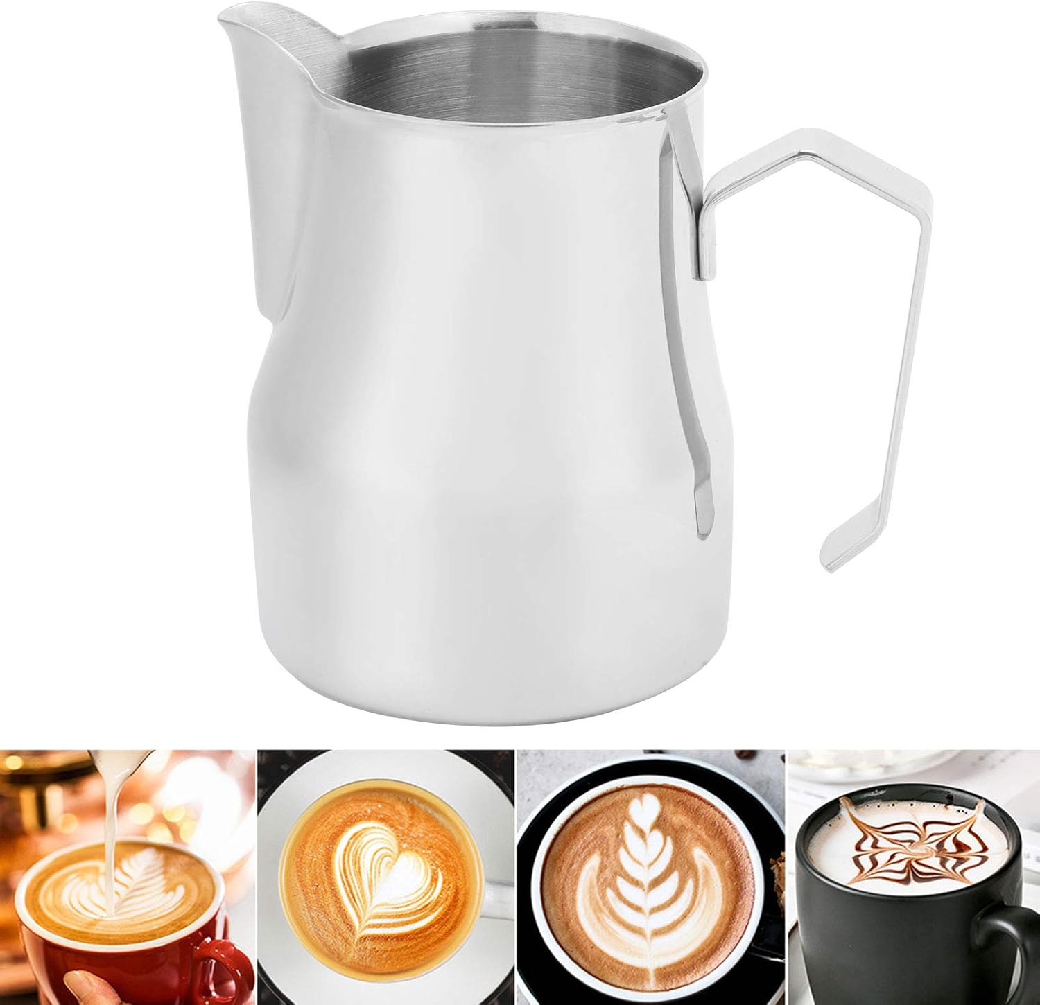 Jarra de espuma de leche de 25.4 fl oz25 oz, jarra de café de acero inoxidable, olla de espuma de leche, arte latte, barista, jarra de vapor