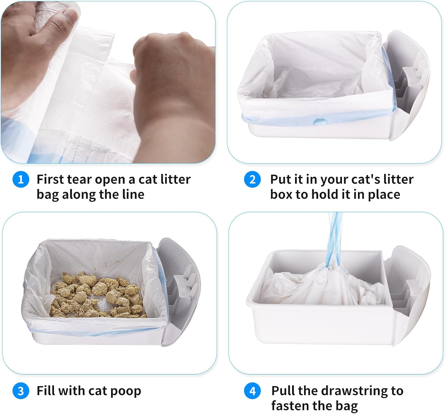 120 forros extra grandes para caja de arena para gatos, bolsas para receptáculos de basura para gatos Cleanpethome autolimpiante