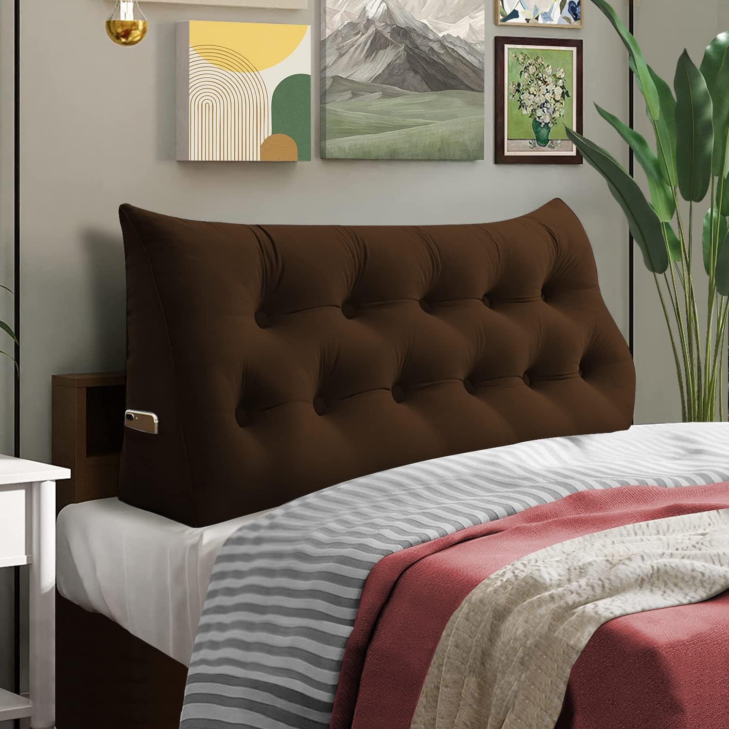 BALUS Almohada de cuña para cabecero de lectura, Almohadas de respaldo para sentarse en la cama, Almohadas largas de esponja, Almohada de cojín de