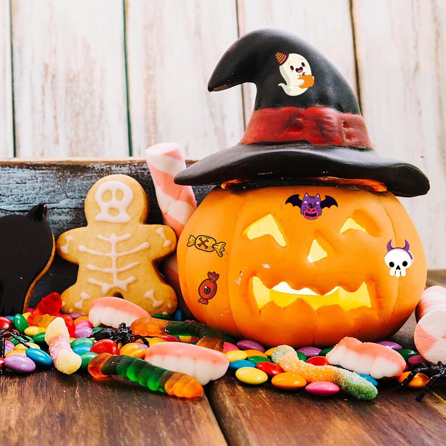 100 hojas de calcomanías de Halloween para niños, más de 1200 calcomanías de Halloween para decoración de fiesta de Halloween, regalos de fiesta de