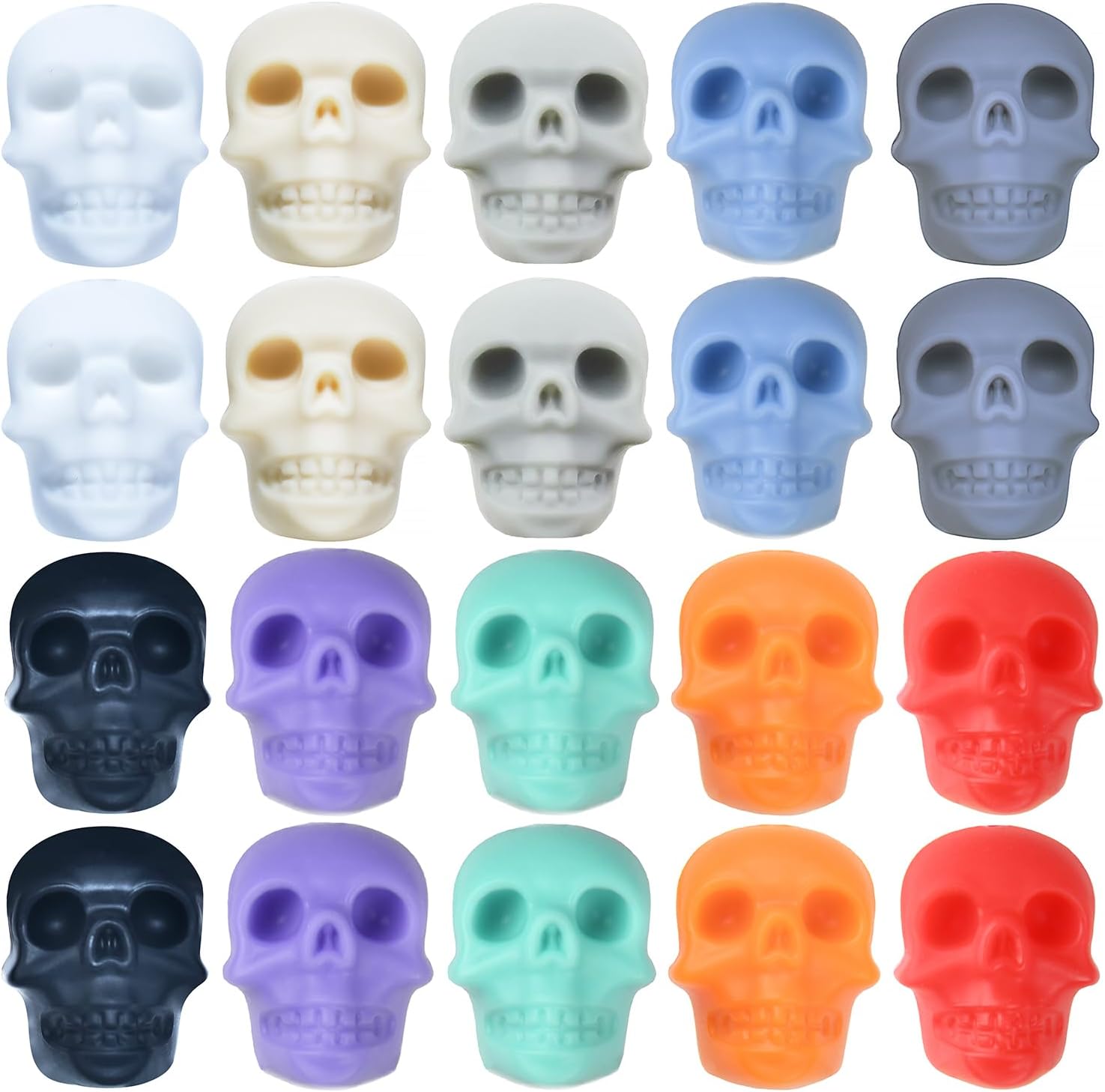 20 cuentas de calavera de silicona para Halloween, cuentas espaciadoras de calavera para hacer joyas, pulseras, collares, manualidades