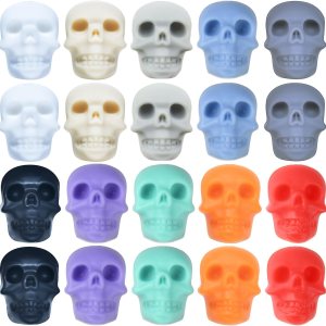 20 cuentas de calavera de silicona para Halloween, cuentas espaciadoras de calavera para hacer joyas, pulseras, collares, manualidades 20 cuentas de calavera de silicona para Halloween, cuentas espaciadoras de calavera para hacer joyas, pulseras, collares, manualidades